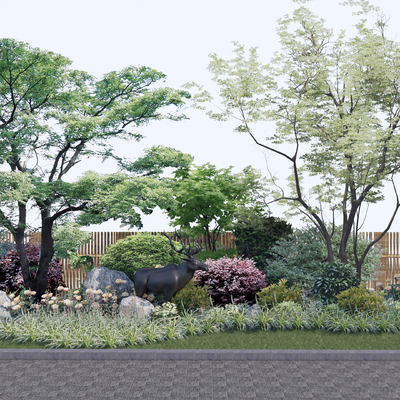  现代景观树植物堆su模型 