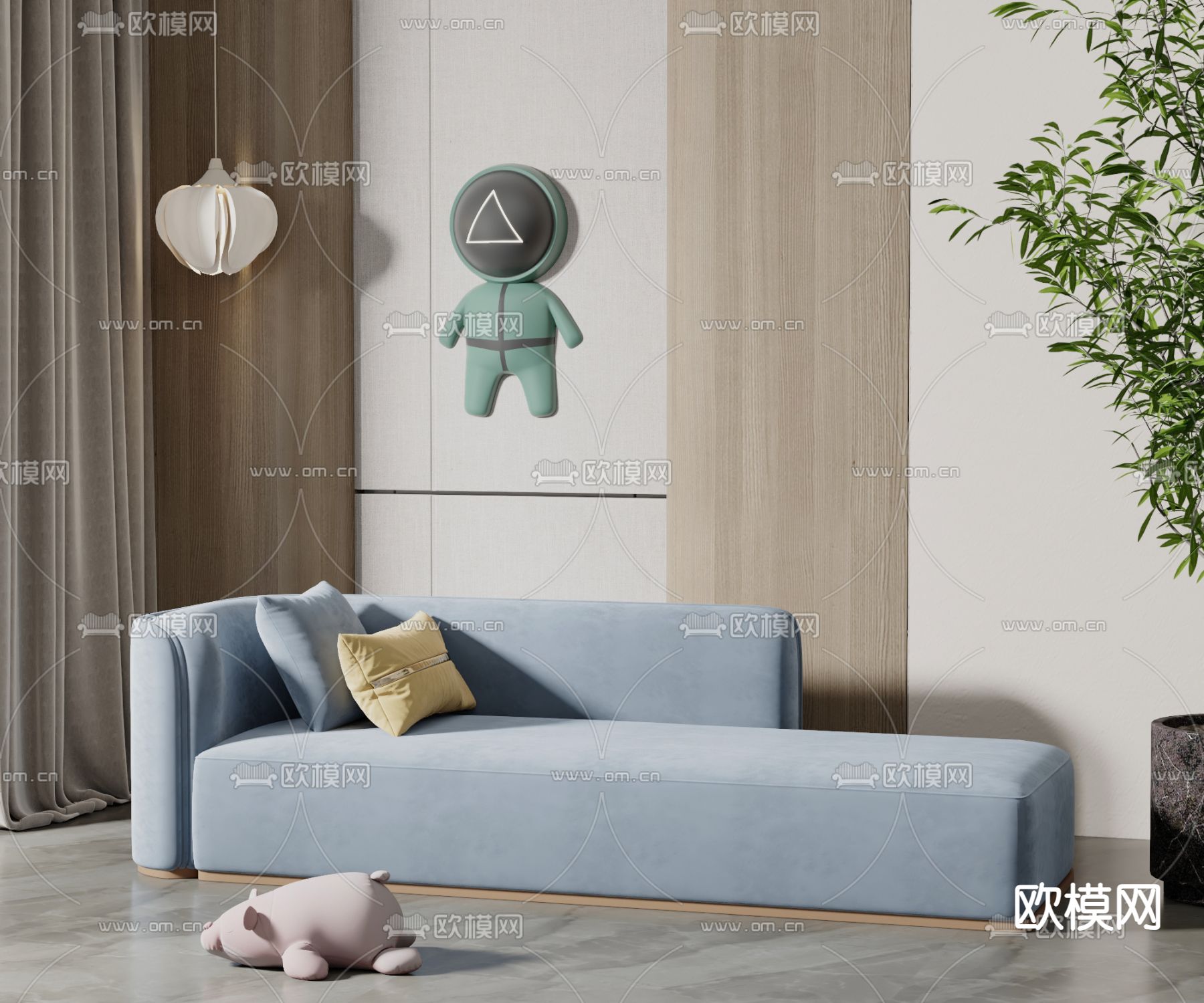 现代贵妃椅su模型下载（渲染图1）