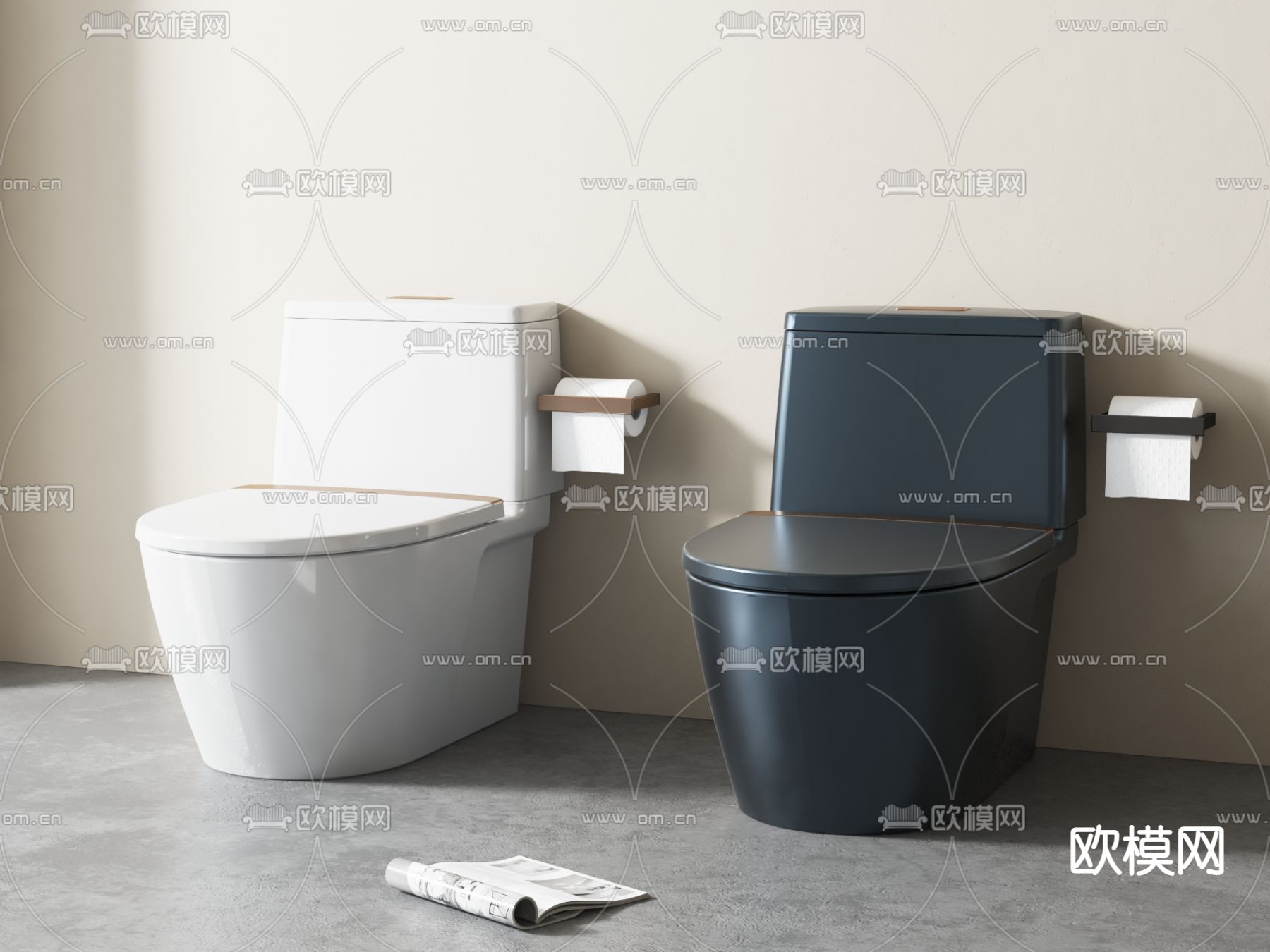 马桶坐便器su模型下载（渲染图1）