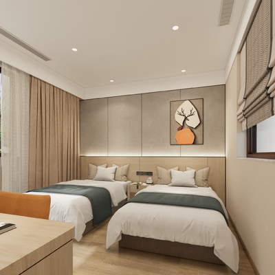  现代酒店客房su模型 