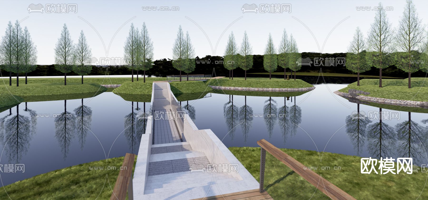水下栈桥 公园湿地su模型