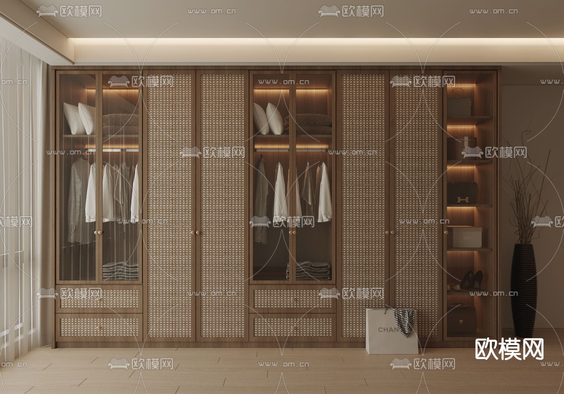 侘寂风衣柜 衣橱3d模型下载