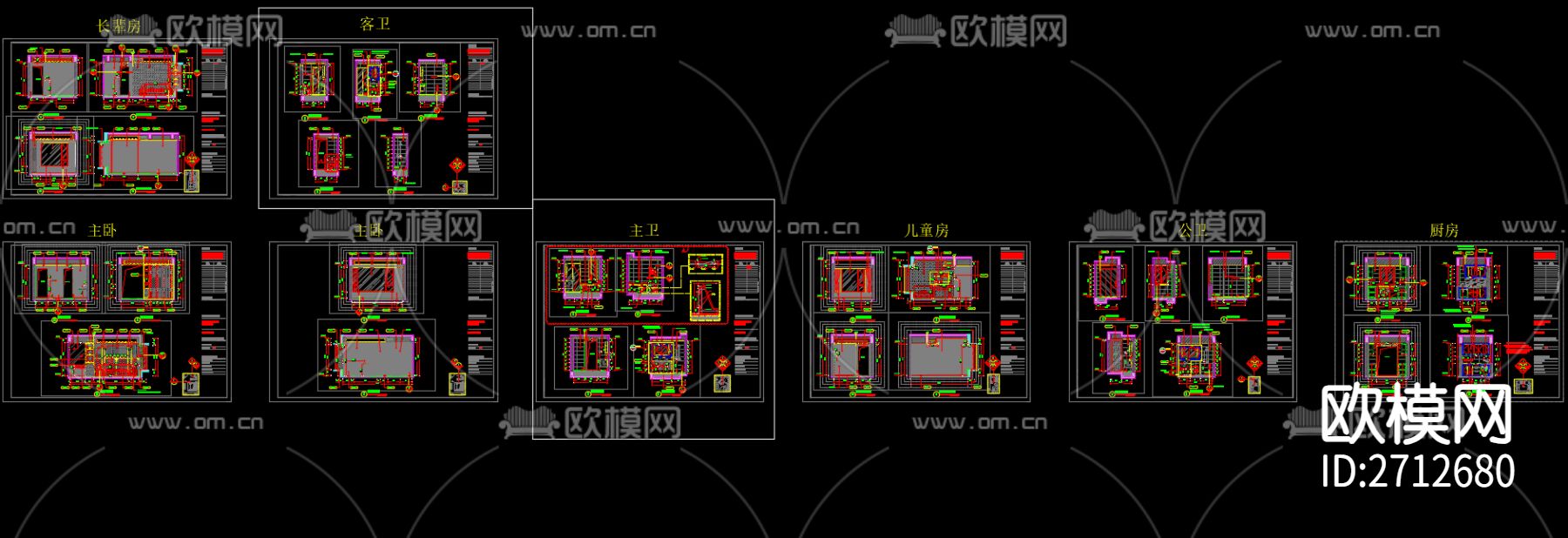 样板间cad施工图下载（渲染图8）