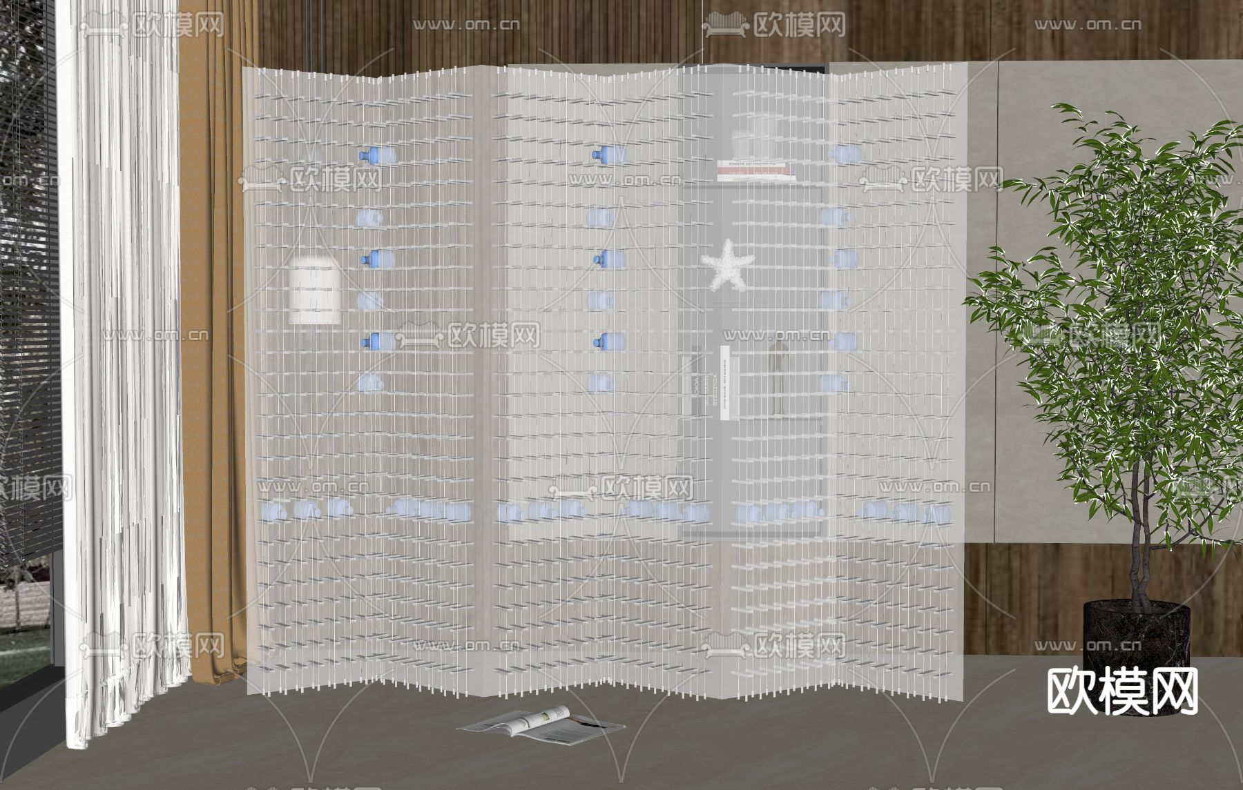 现代屏风 隔断su模型下载（渲染图2）