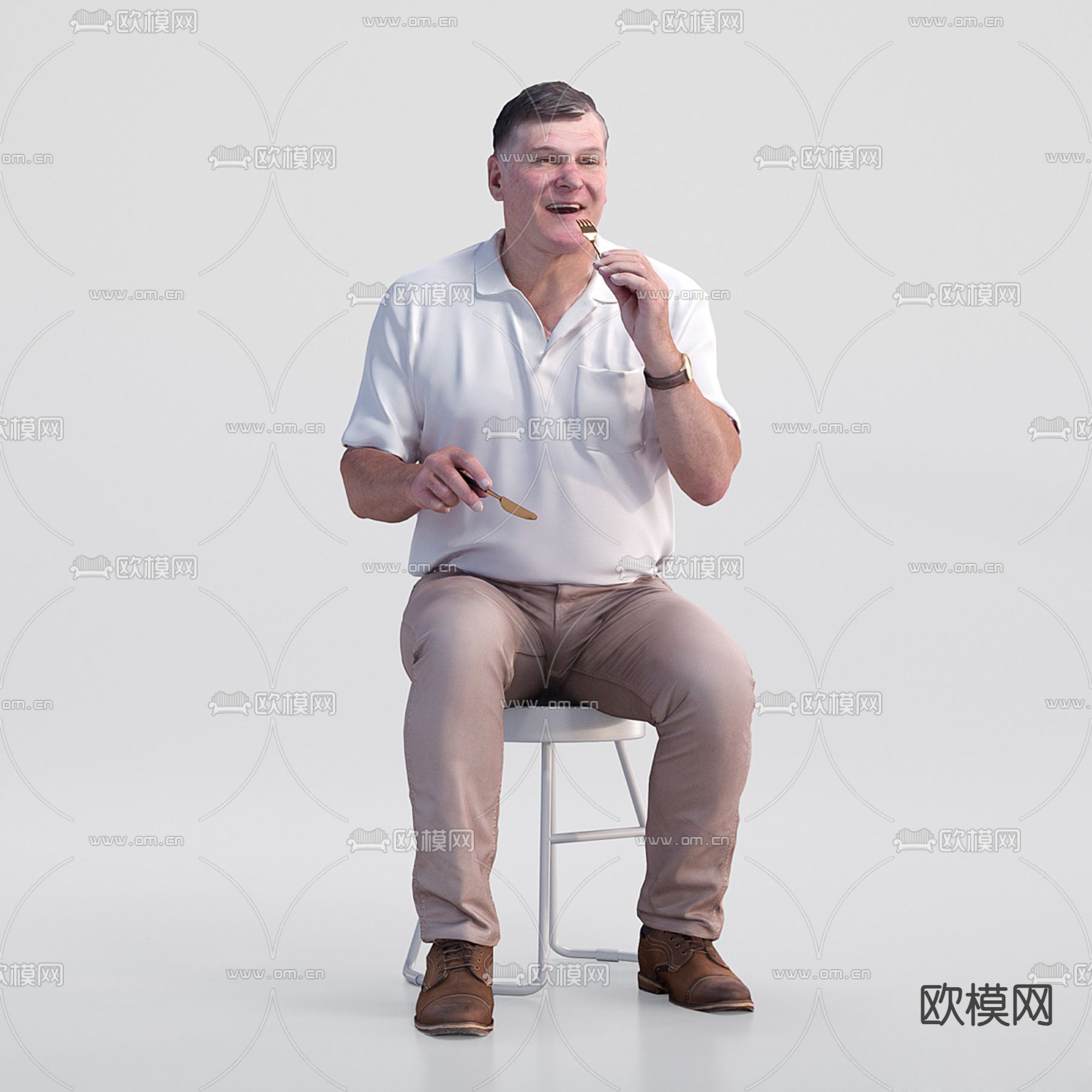 就餐人物 坐姿 大叔 男人3d模型下载