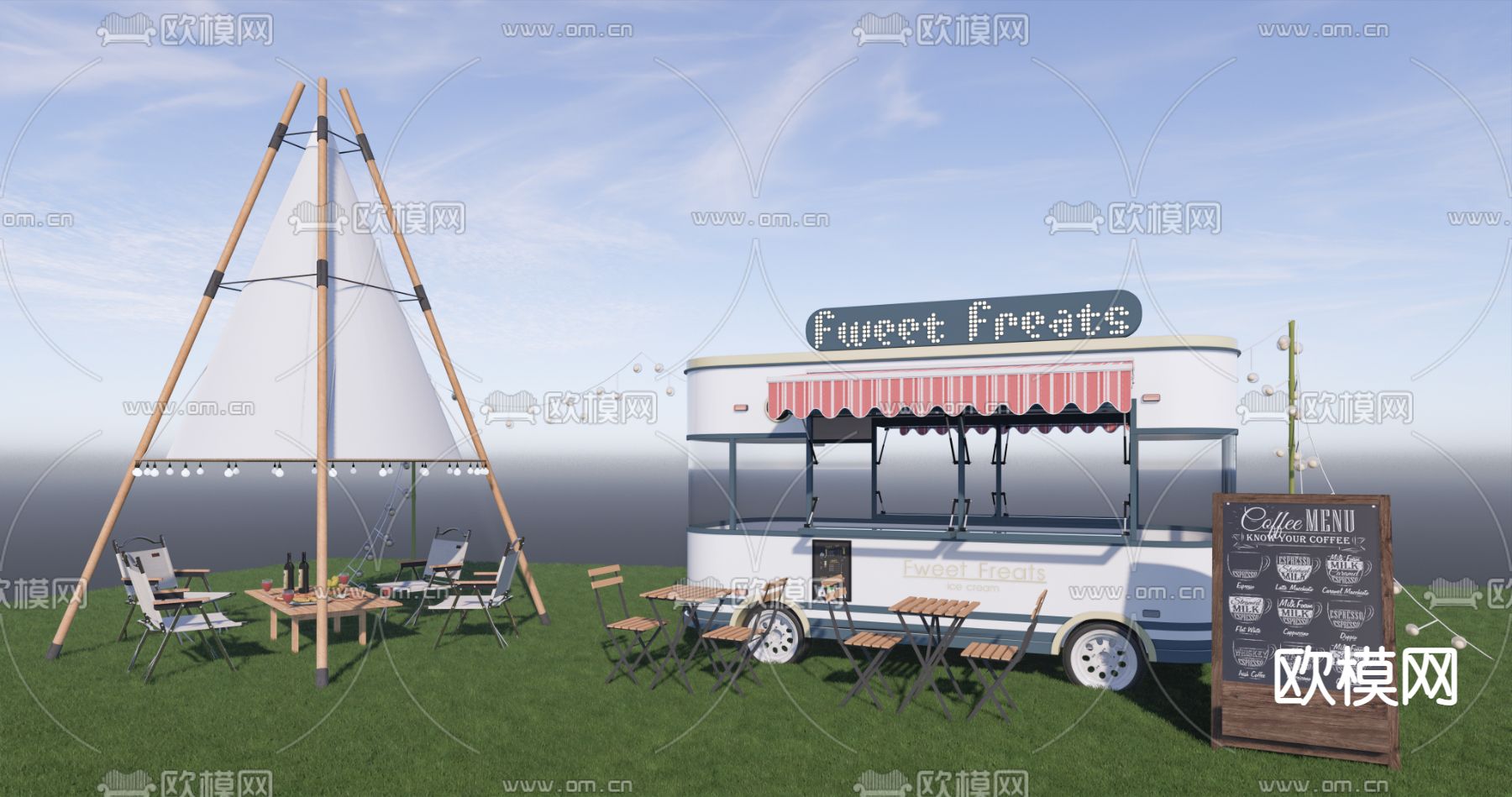 露营帐篷 商铺外摆su模型