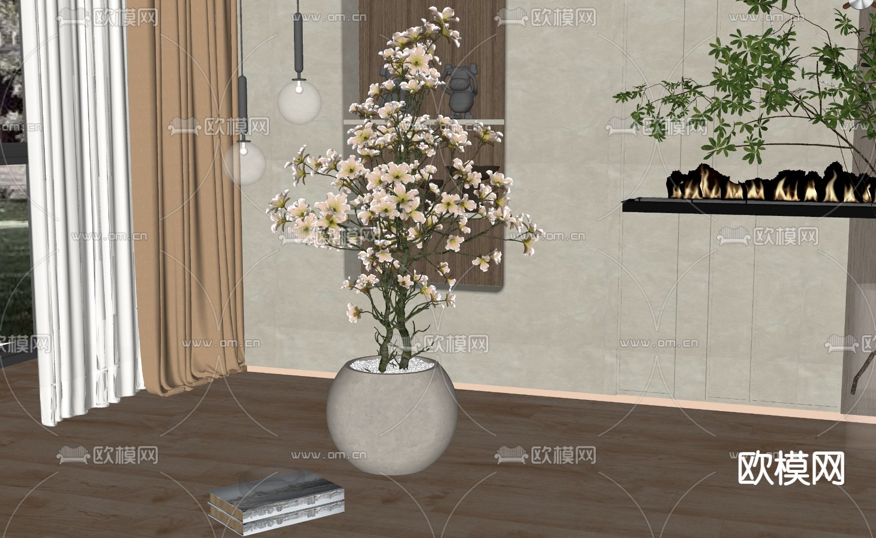 现代盆栽 盆景su模型下载（渲染图1）