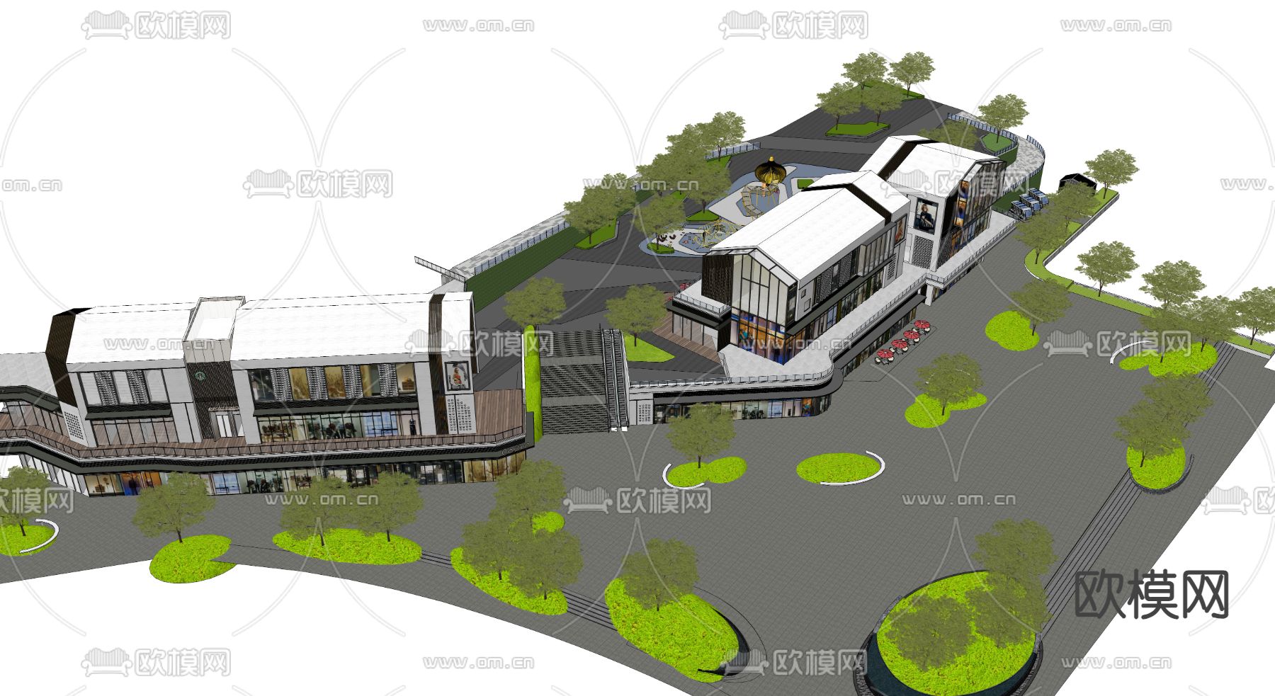 现代商业街su模型下载（渲染图4）