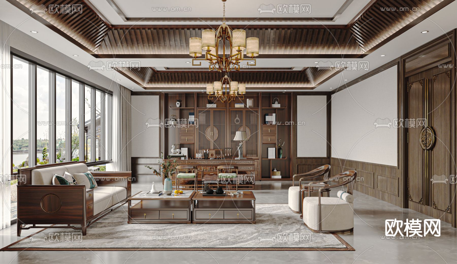 总经理室 董事长室3d模型下载（渲染图1）