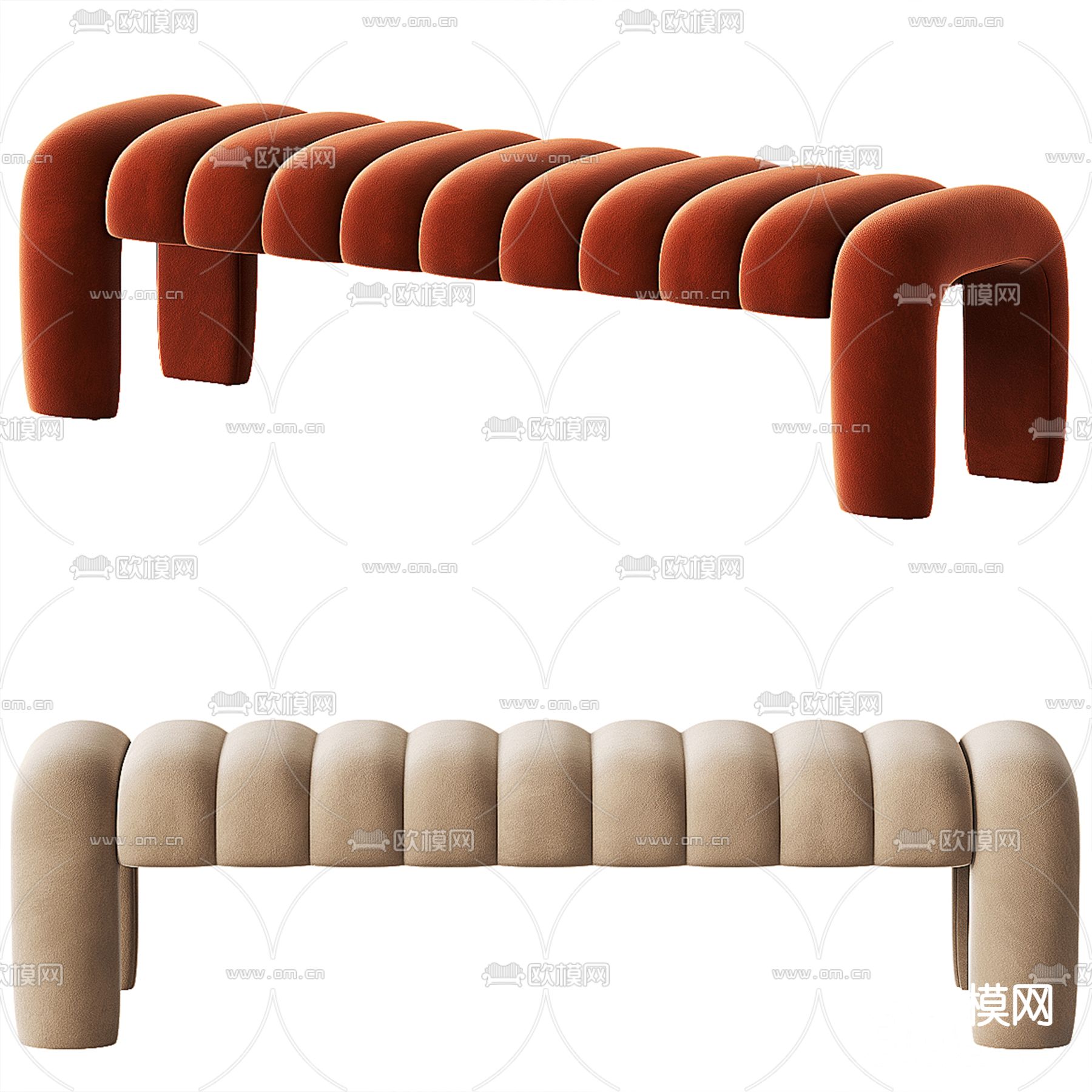 沙发凳 长凳 床尾凳3d模型下载（渲染图2）