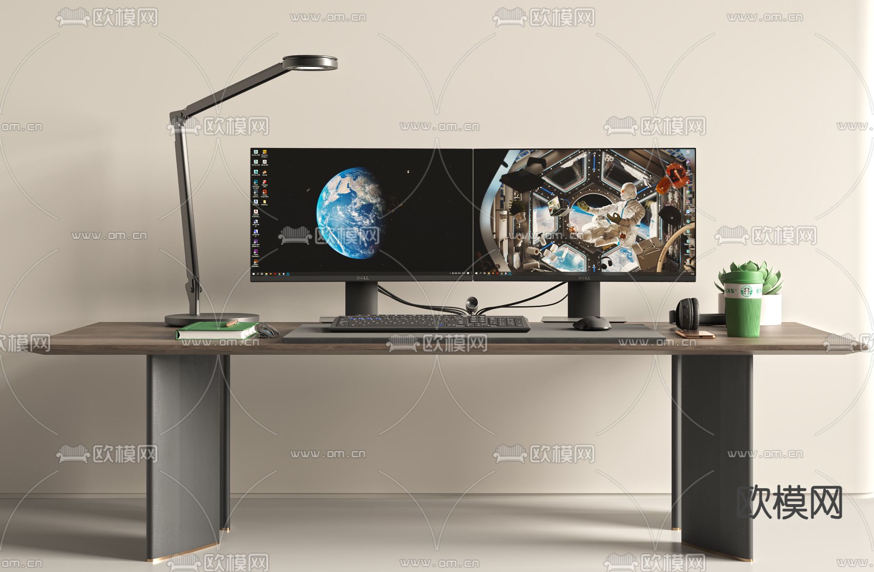 电脑 电脑桌su模型下载（渲染图1）