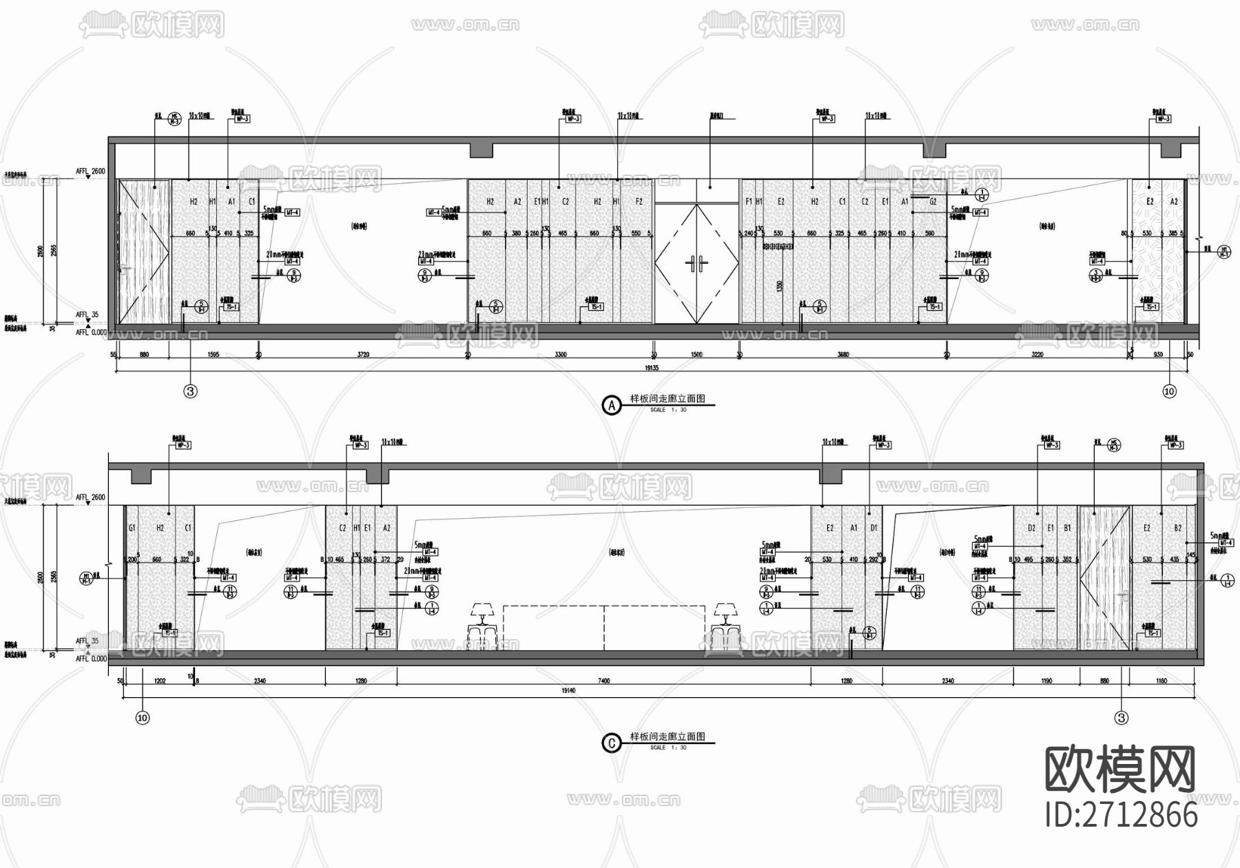 500㎡家装大平层cad施工图下载（渲染图6）
