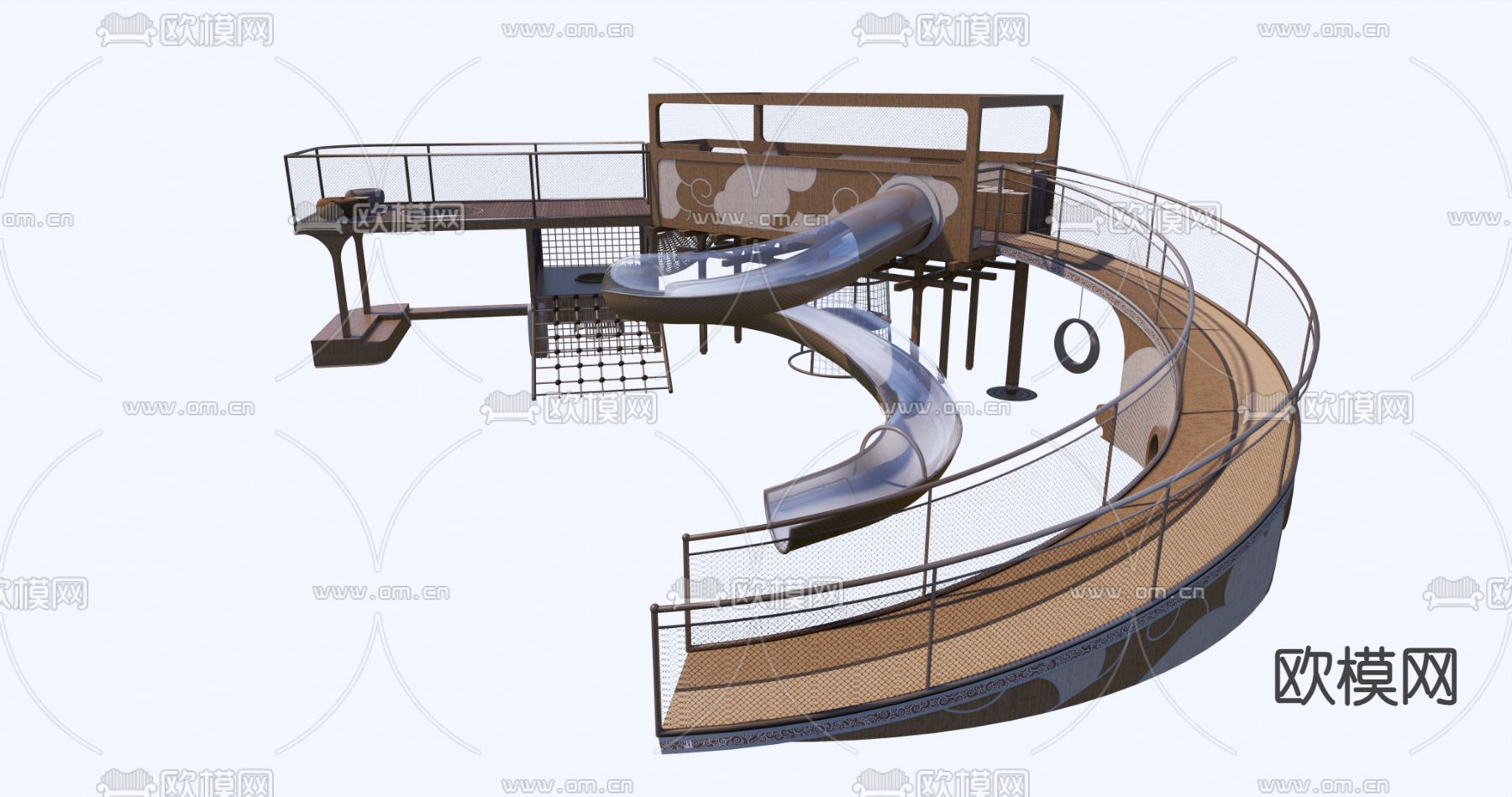 儿童器材 滑梯su模型下载（渲染图2）