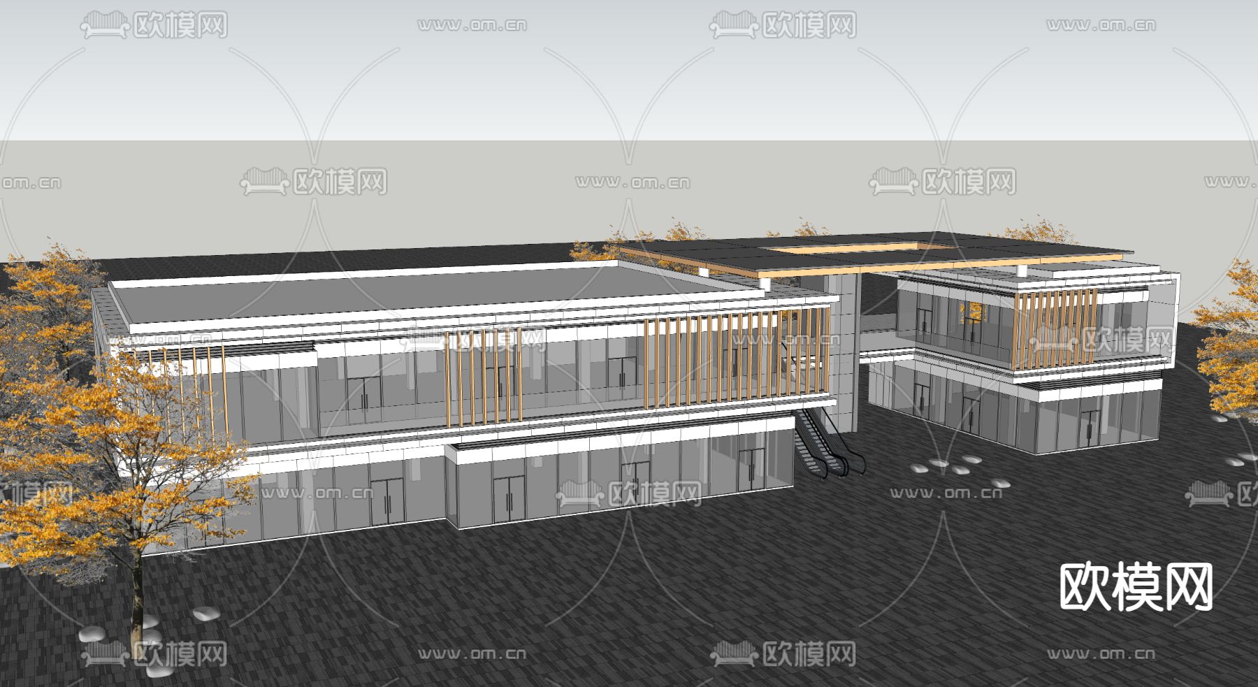 现代商业街su模型下载（渲染图4）