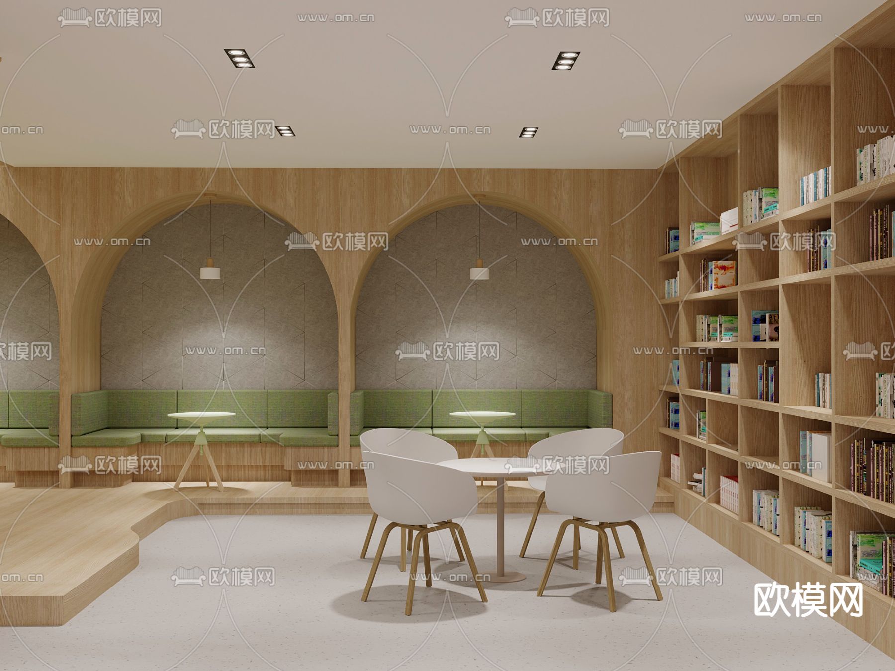图书馆 书店 阶梯阅读3d模型下载（渲染图3）