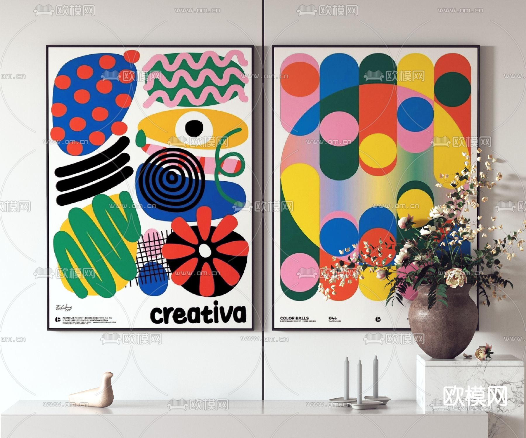 装饰画 挂画 色彩画3d模型下载