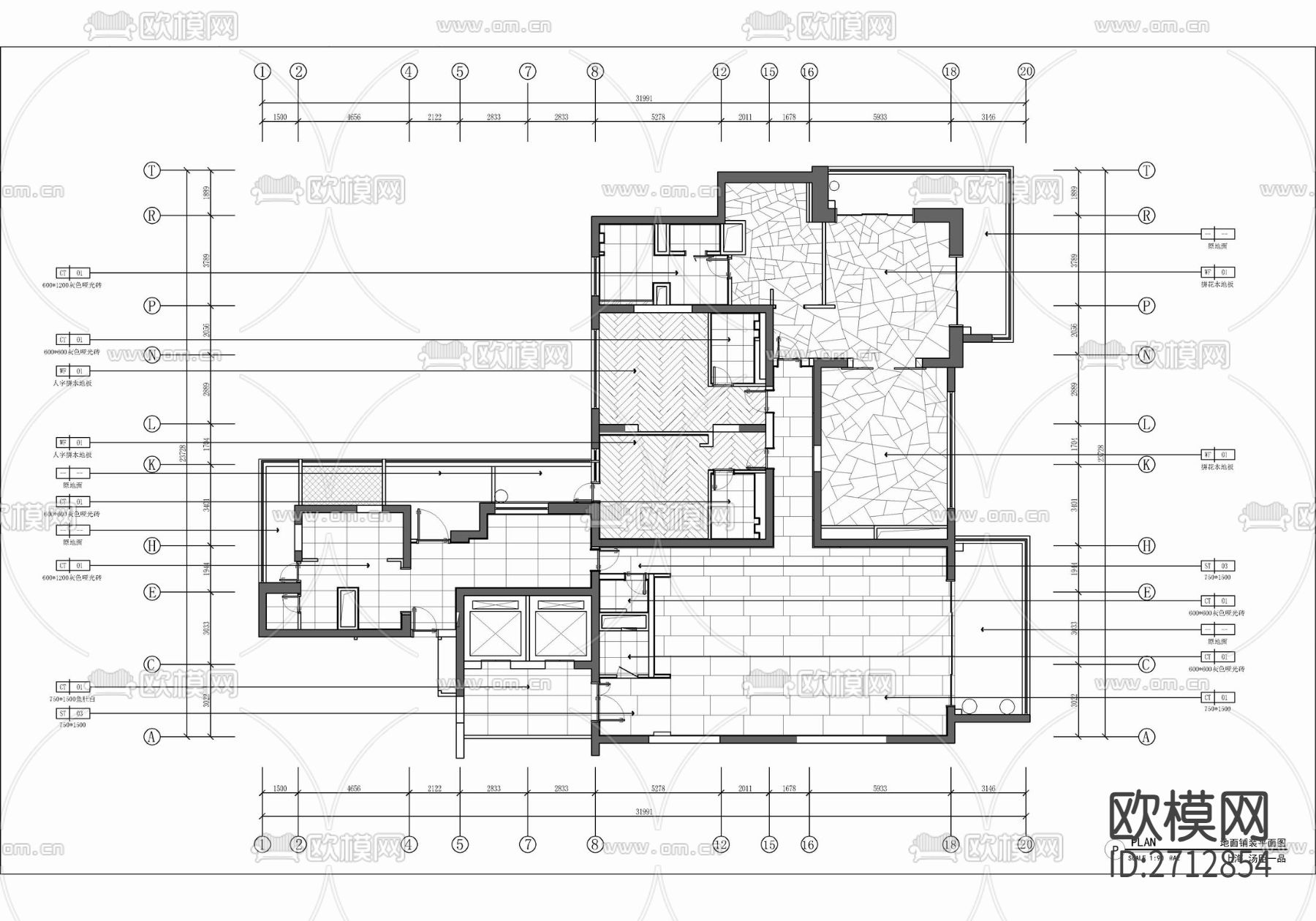 430㎡家装大平层cad施工图下载（渲染图7）