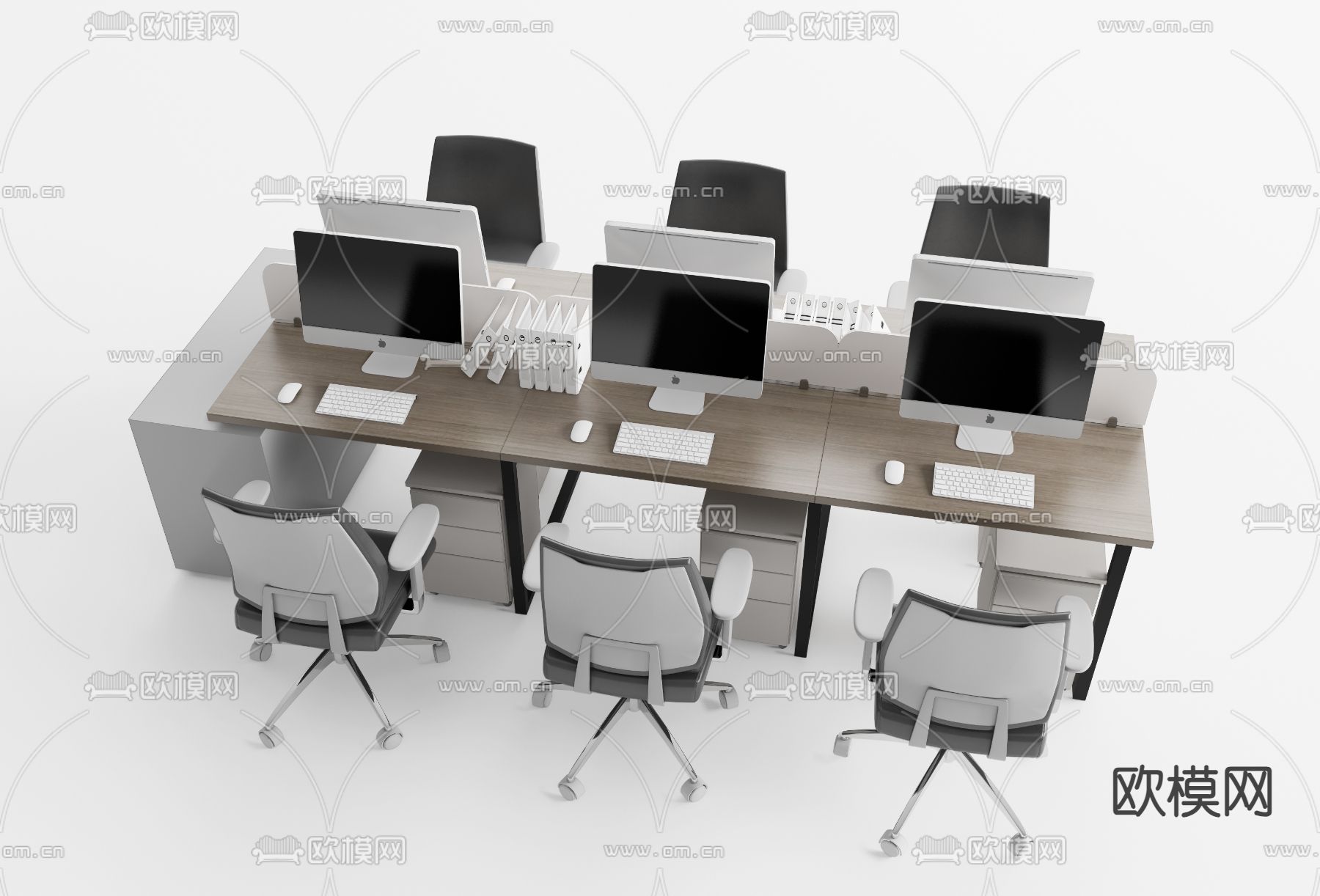 卡位办公桌 工位 职员位3d模型下载