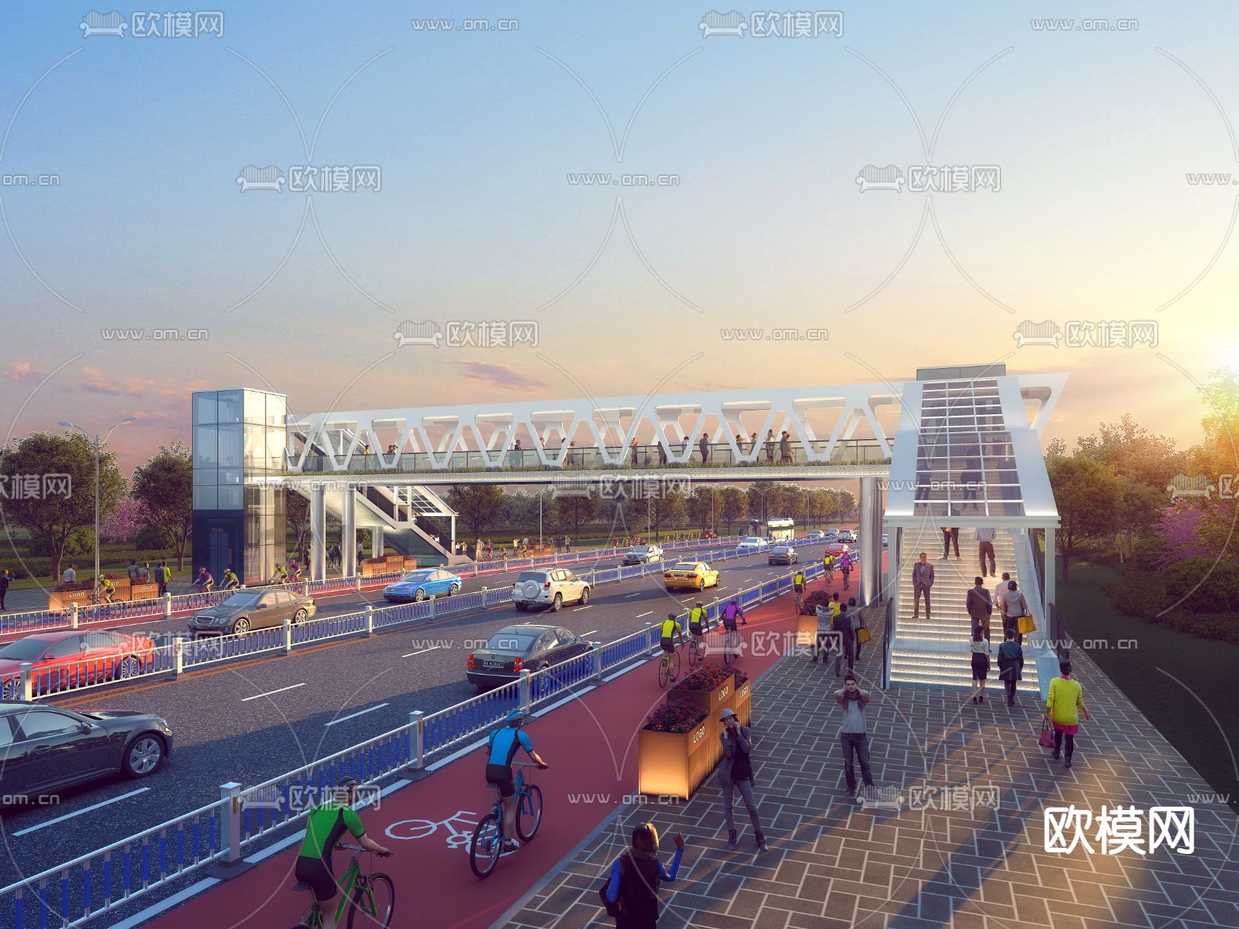 人行天桥 非机动车道PSD下载