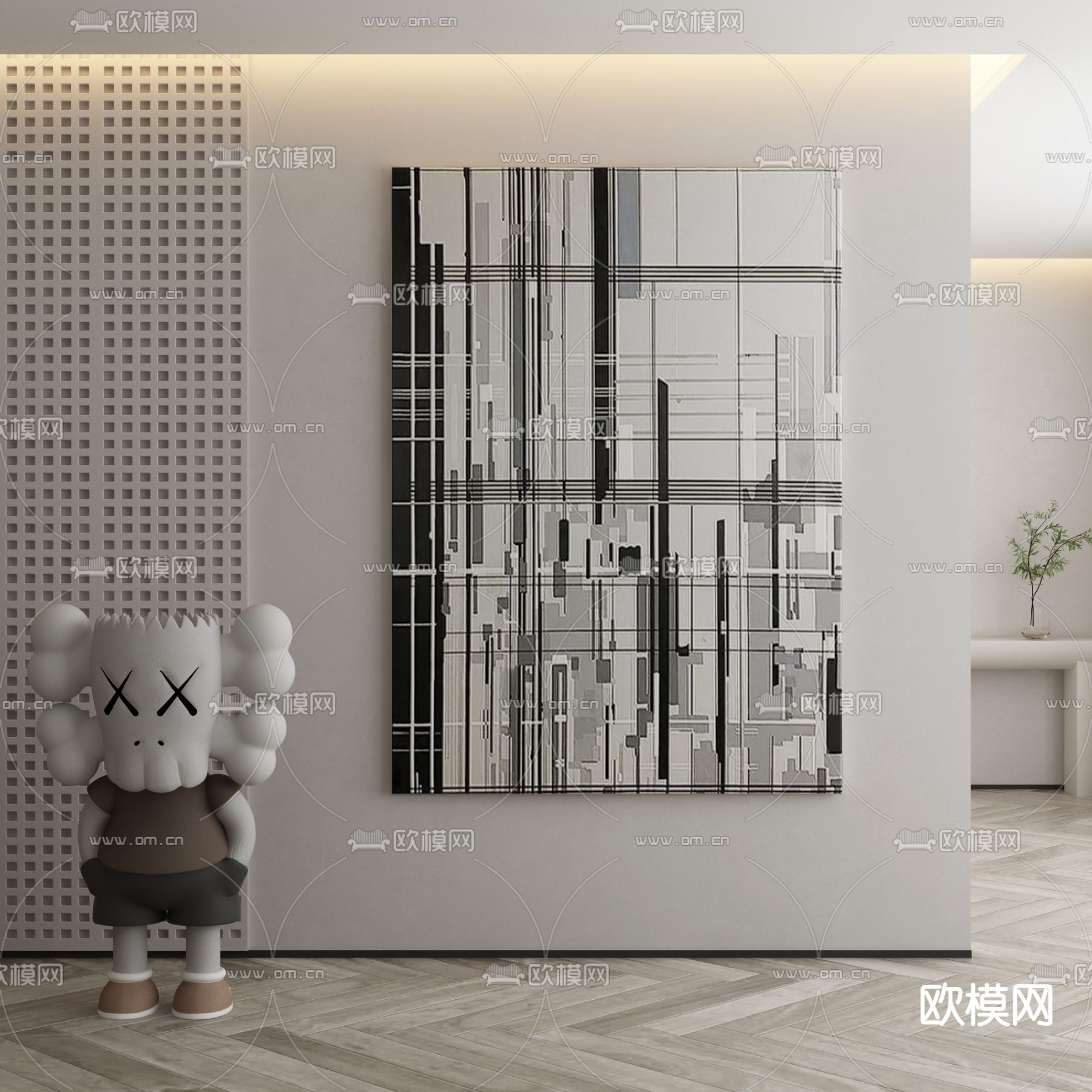 装饰画 黑白画 挂画3d模型下载