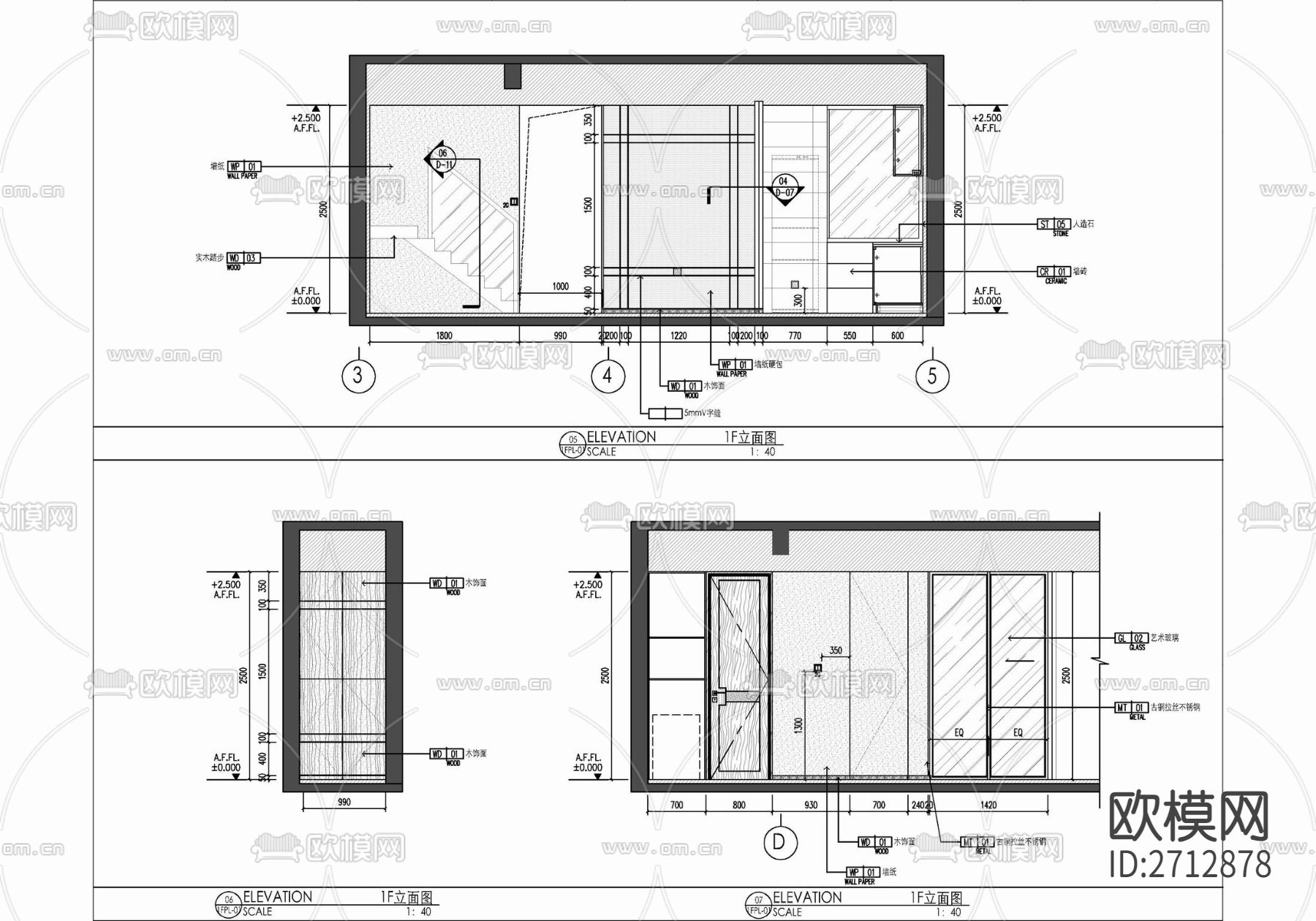 叠墅样板房室内cad施工图下载（渲染图7）