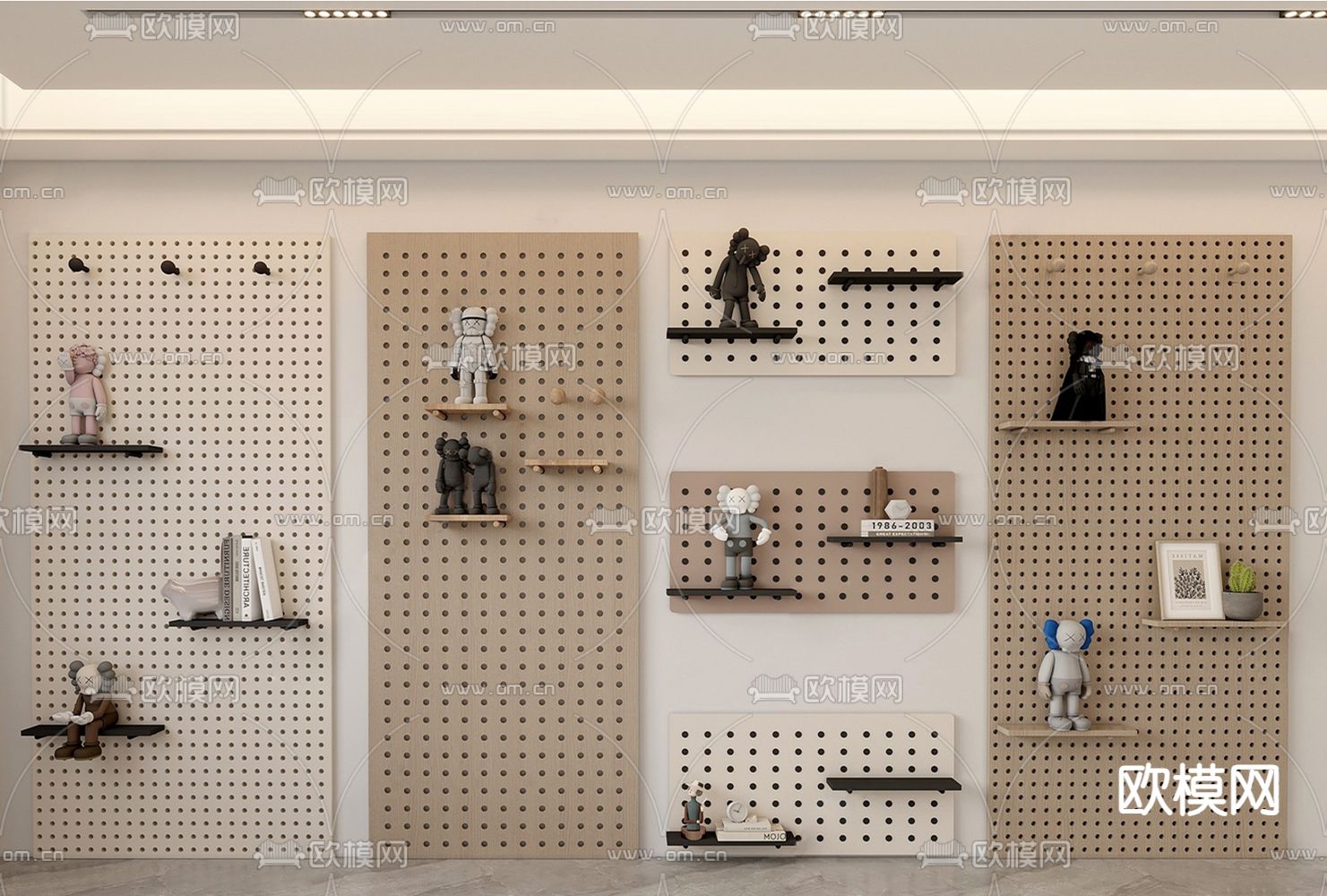洞洞板 墙饰su模型下载（渲染图1）