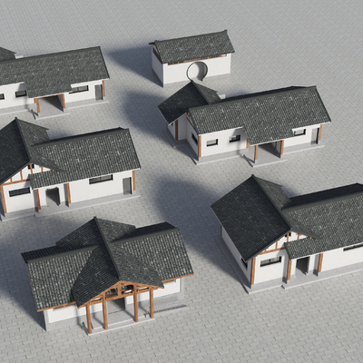  新中式公共厕所su模型 