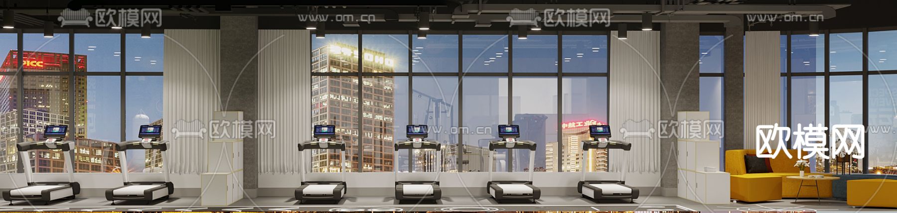 工业风健身房 拳击室3d模型下载（渲染图3）