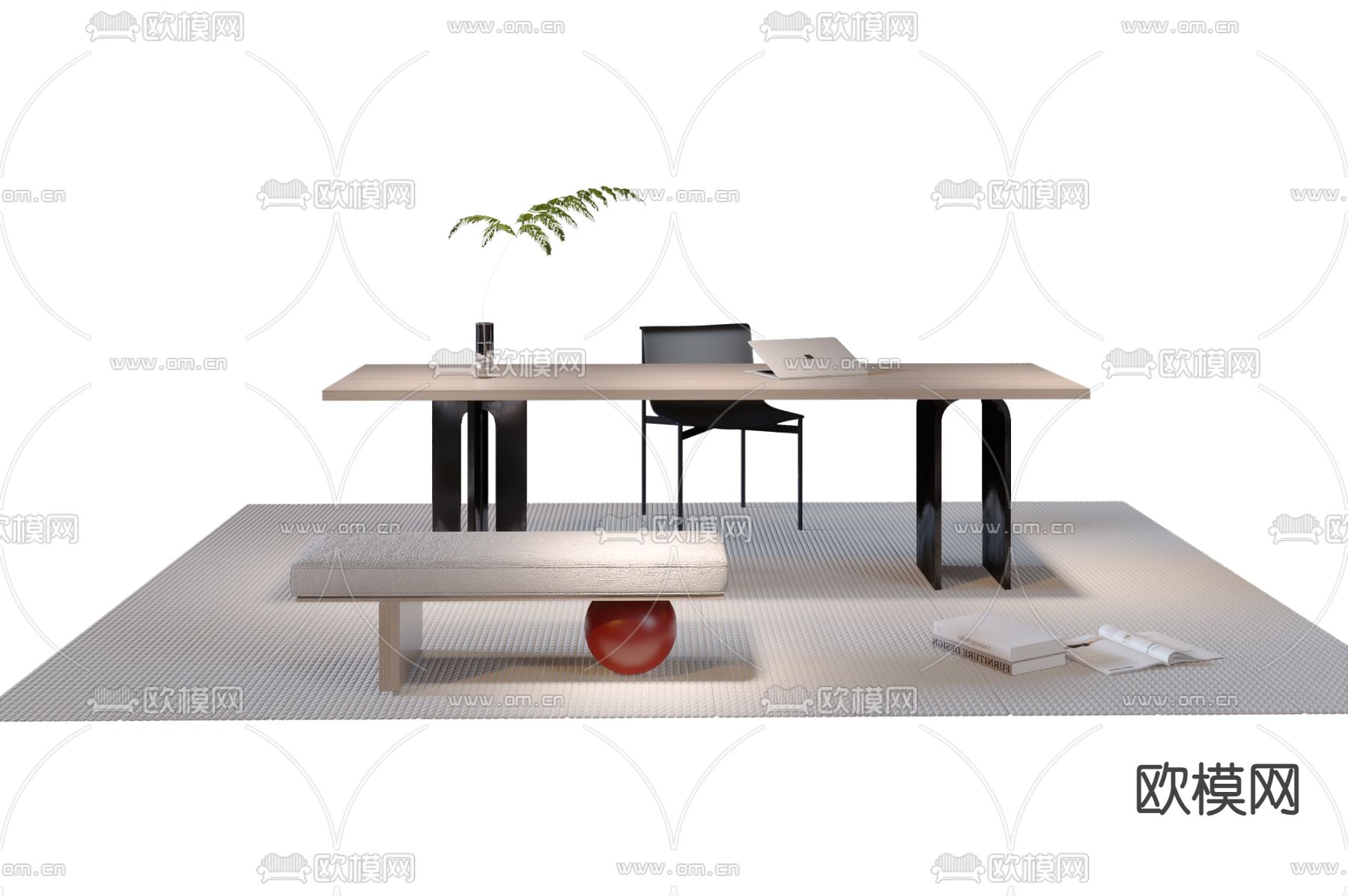 北欧书桌 写字台3d模型下载