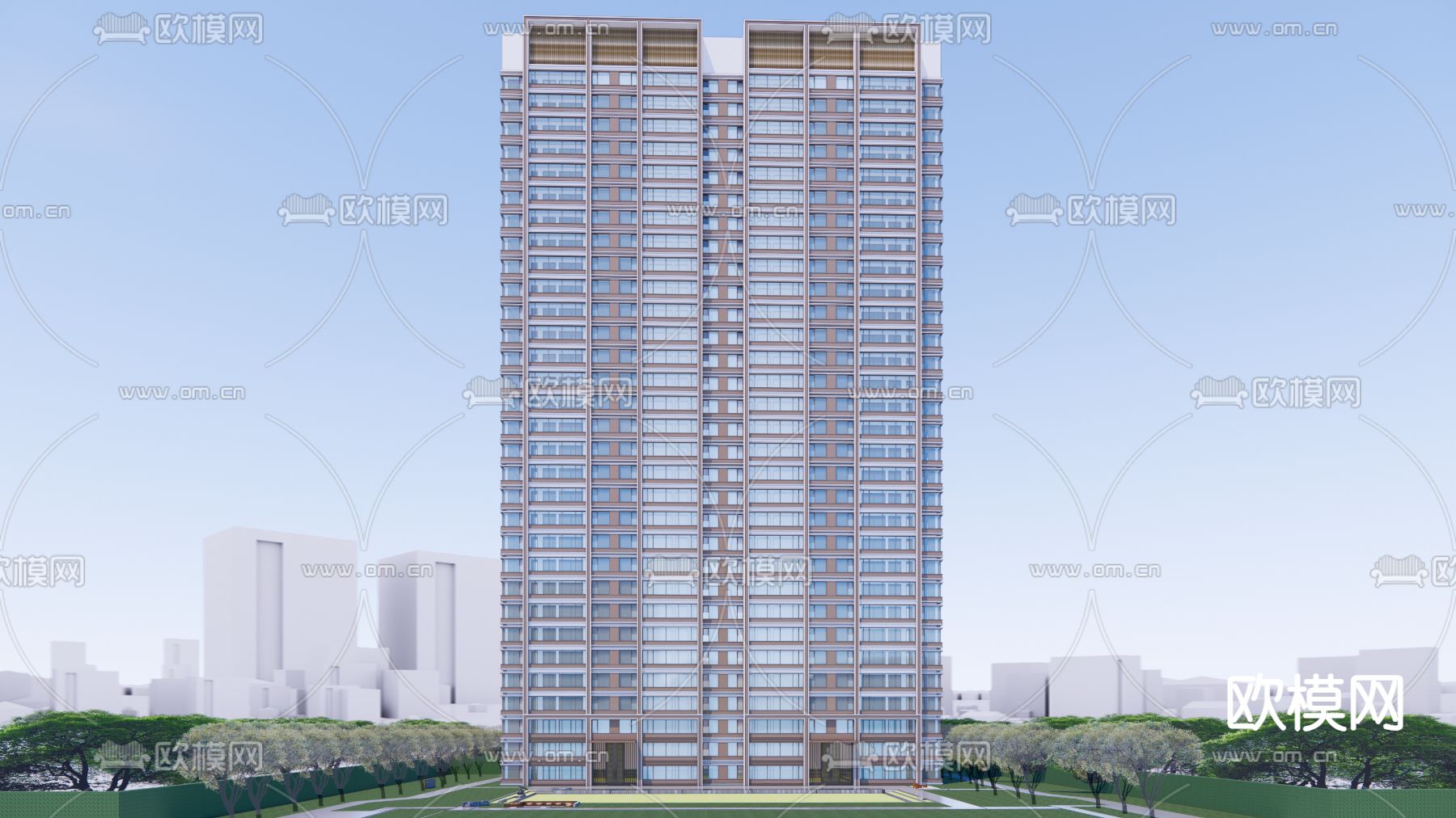 现代多层住宅su模型下载（渲染图1）