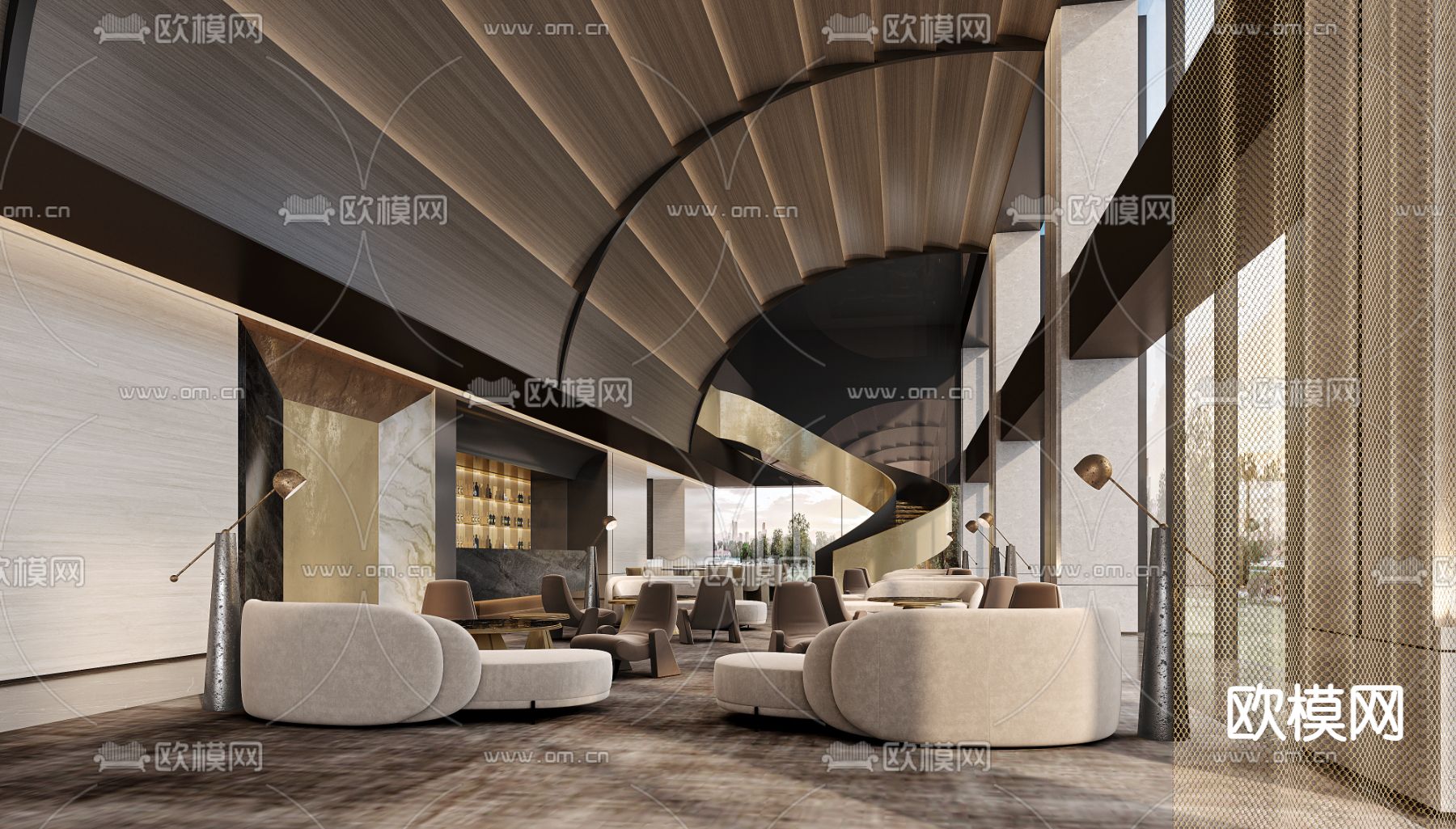 售楼处 洽谈区3d模型下载（渲染图2）