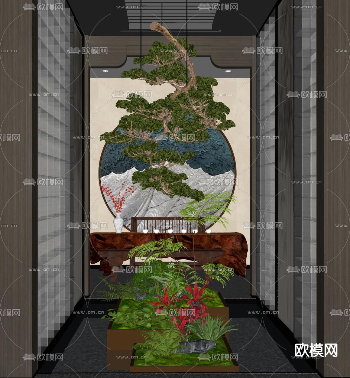 室内景观造景su模型下载（渲染图2）