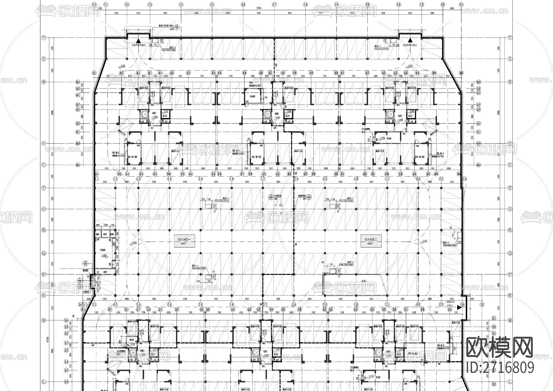 大型地下车库cad施工图下载（渲染图1）