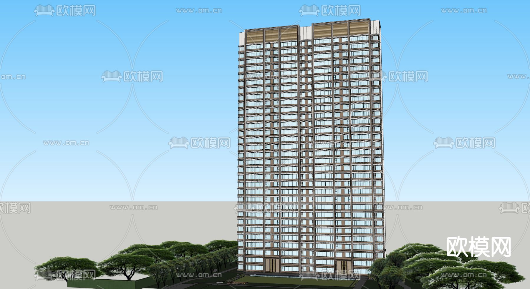 现代多层住宅su模型下载（渲染图2）