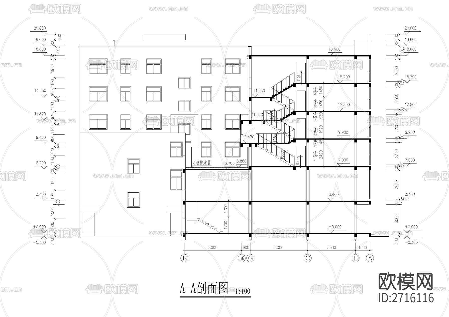 转角商住楼全套建筑cad施工图下载（渲染图6）