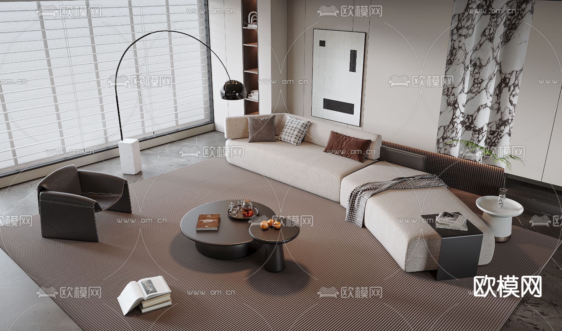 转角组合沙发3d模型下载_ID14162206_3dmax免费模型-欧模网