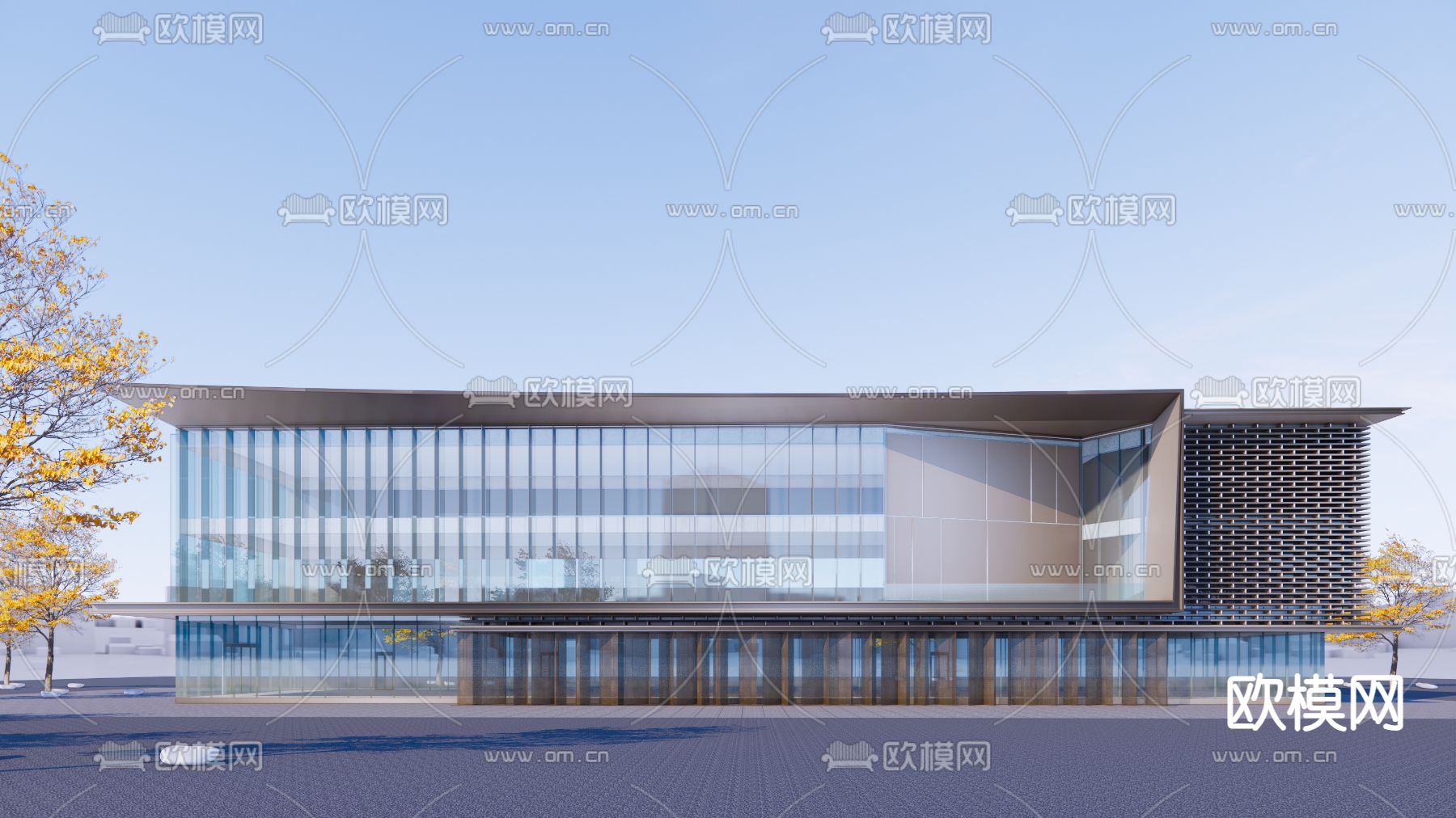 现代售楼部建筑su模型下载（渲染图1）