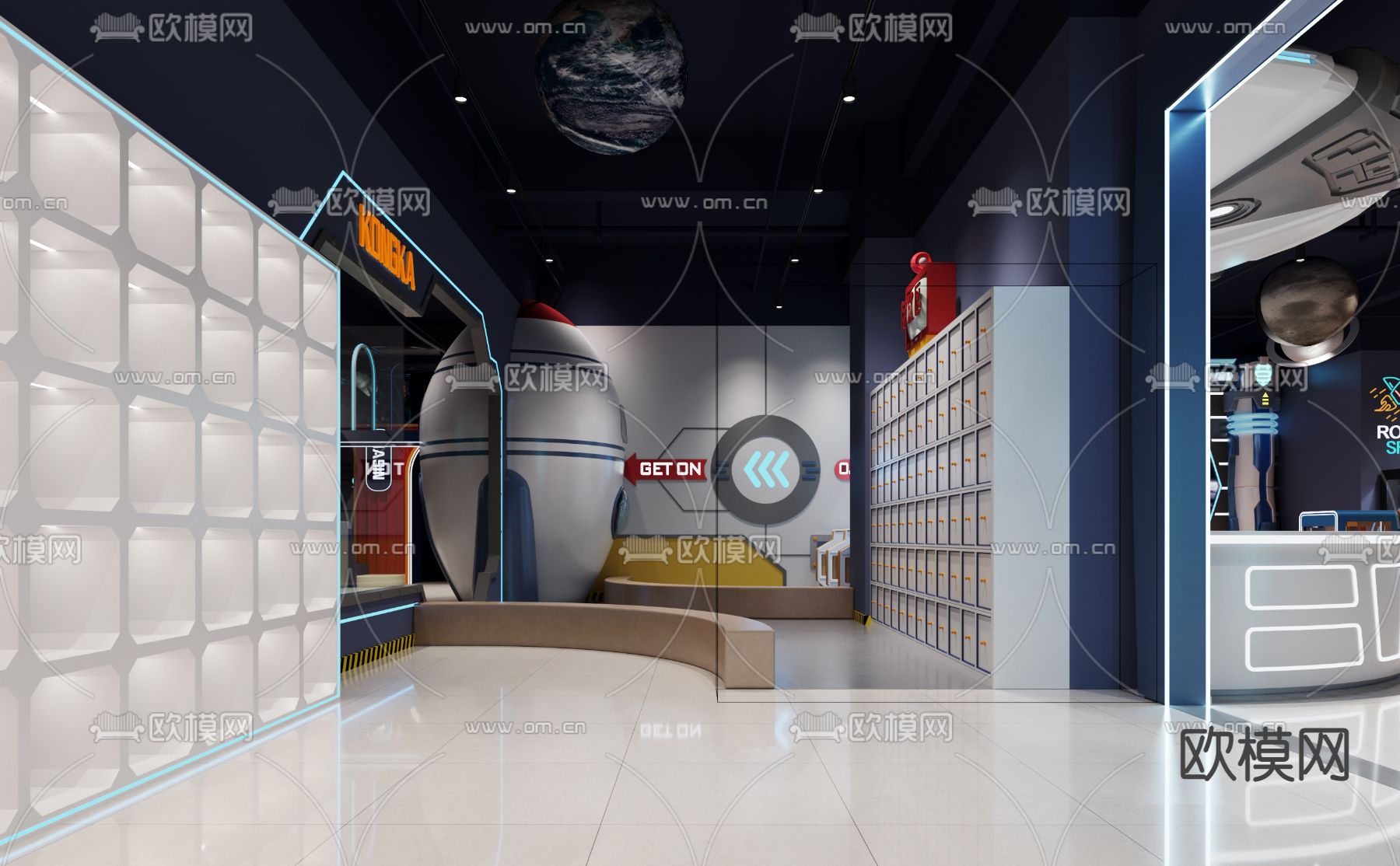 现代电玩城su模型下载（渲染图2）