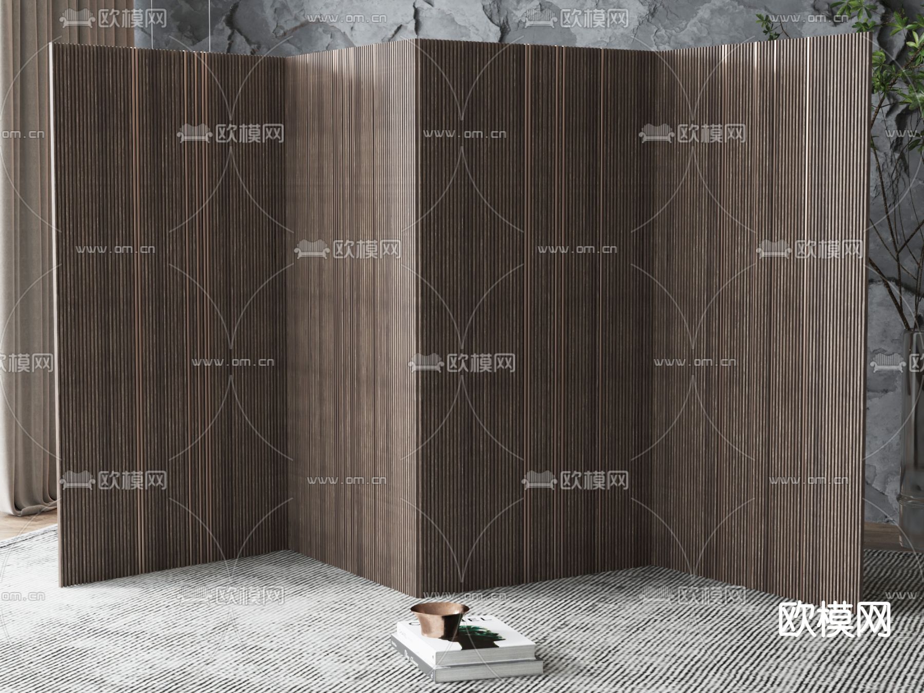 侘寂风屏风su模型下载（渲染图1）