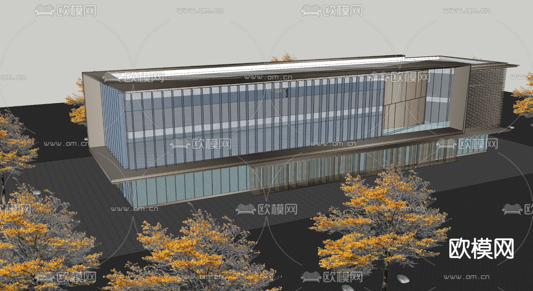 现代售楼部建筑su模型下载（渲染图2）