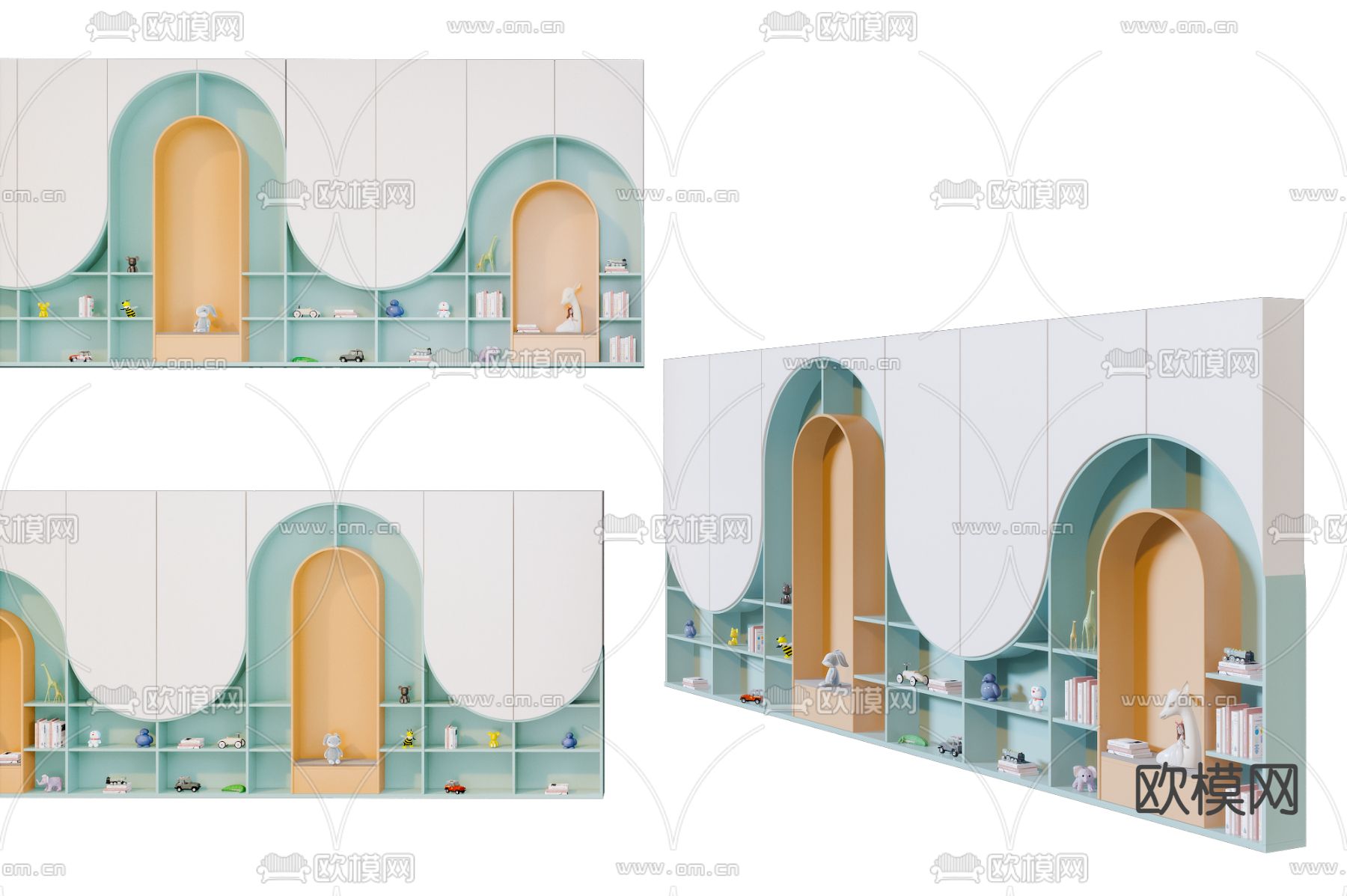 儿童书柜 收纳柜3d模型下载