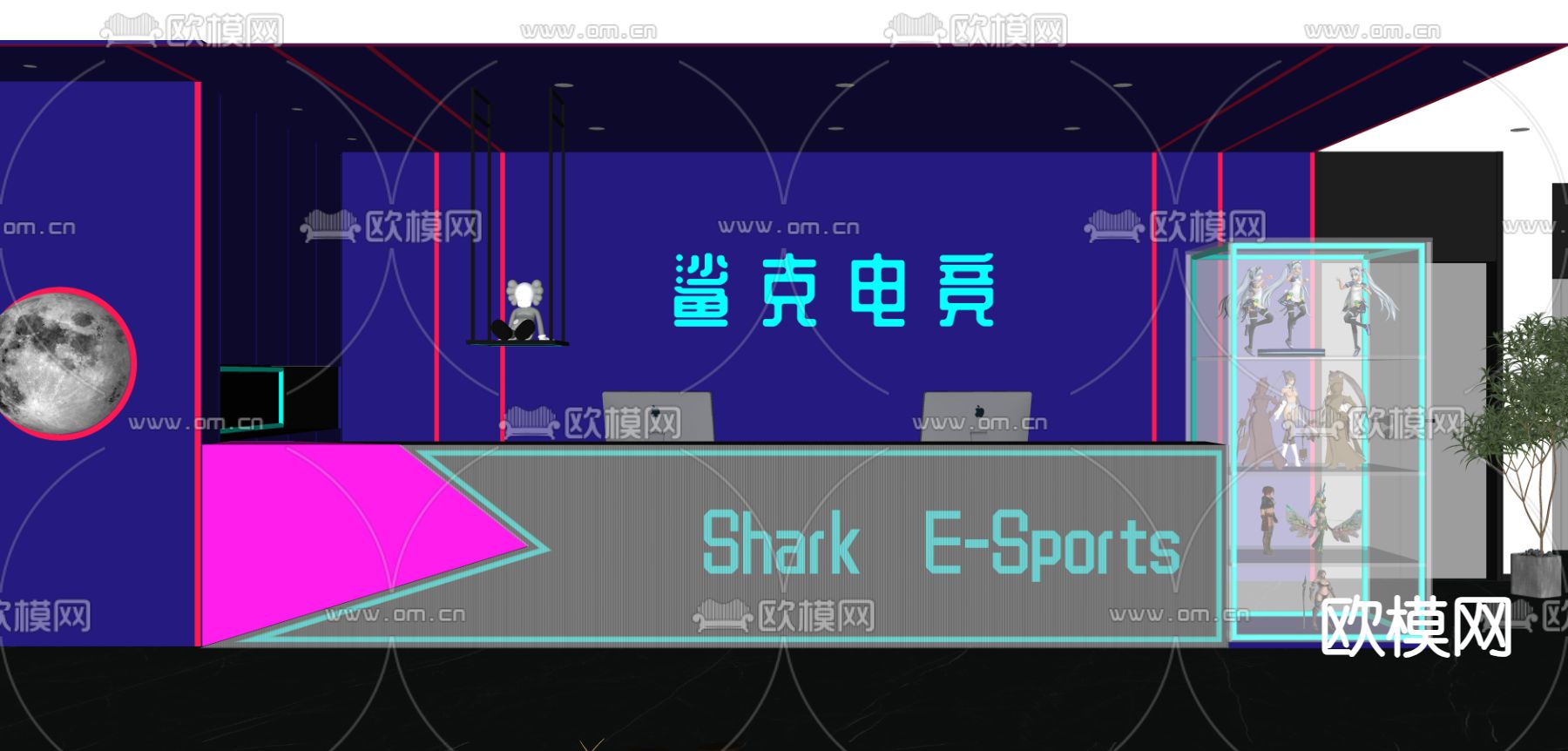 现代网吧 网咖su模型下载（渲染图4）