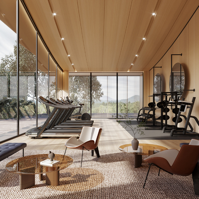  现代健身房su模型 