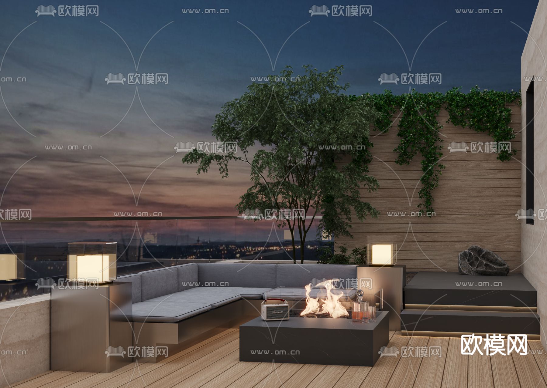 阳台 露台 屋顶花园3d模型下载_ID14162590_3dmax免费模型-欧模网