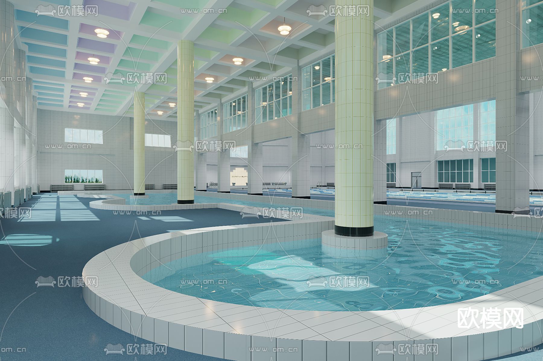 室内游泳馆3d模型下载（渲染图2）