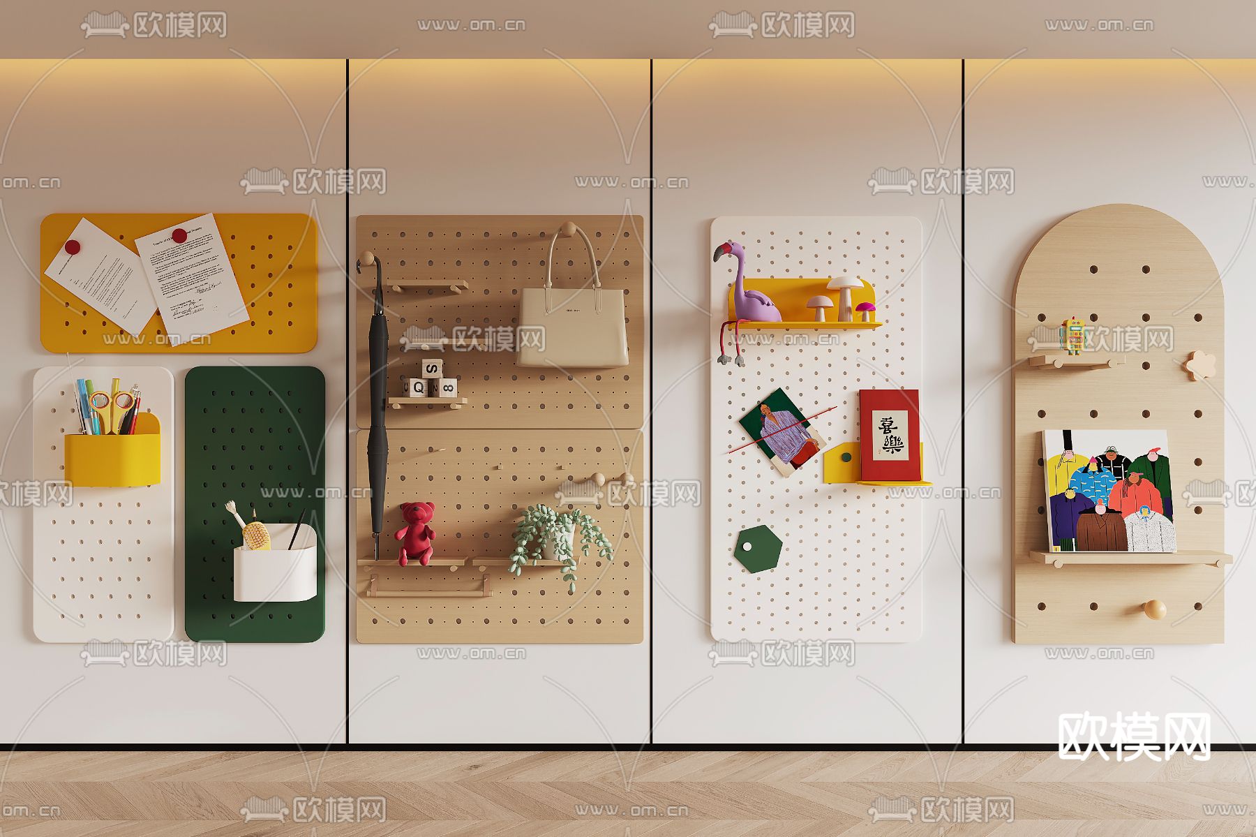 现代洞洞板壁架su模型下载（渲染图1）