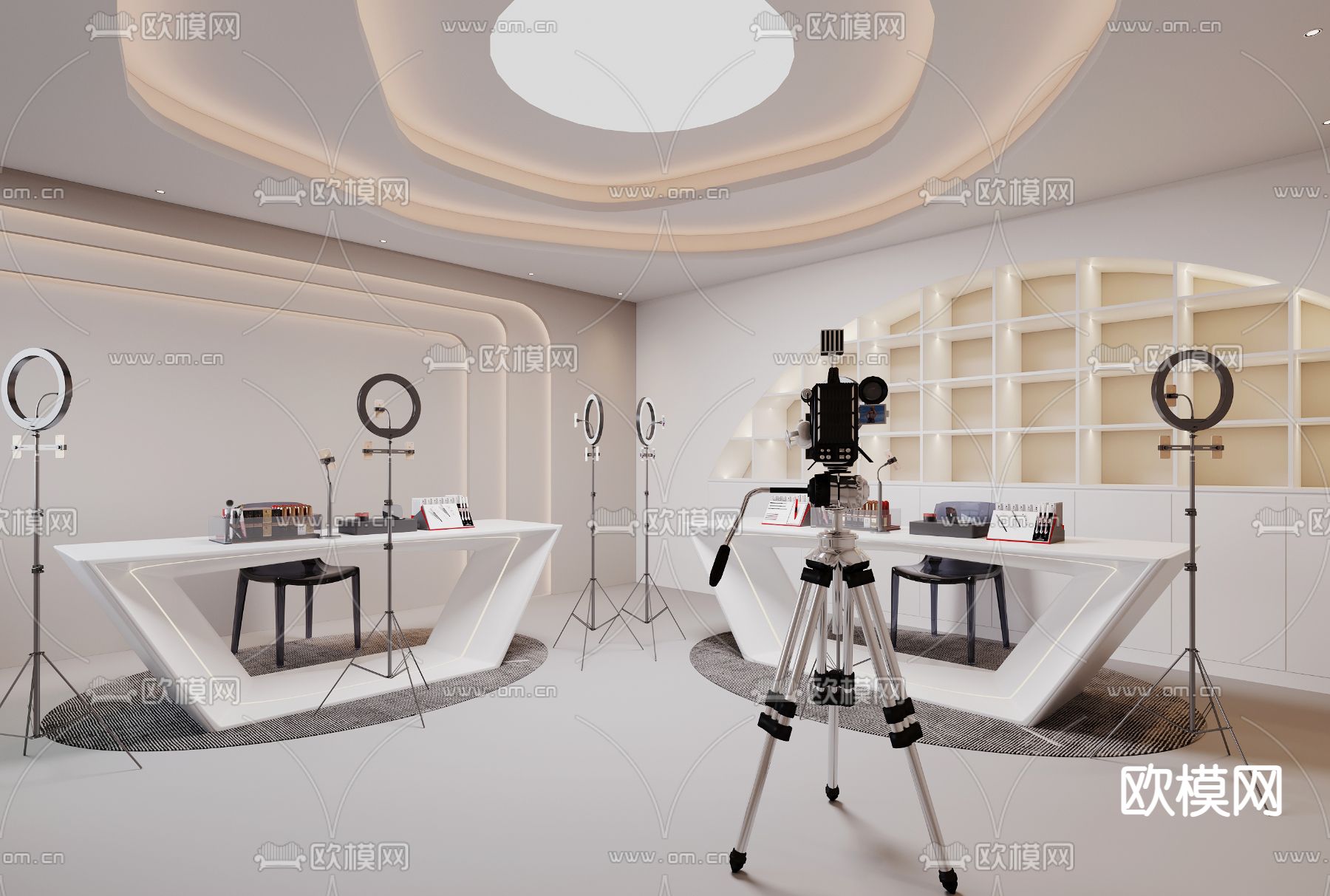 现代直播间su模型下载（渲染图1）