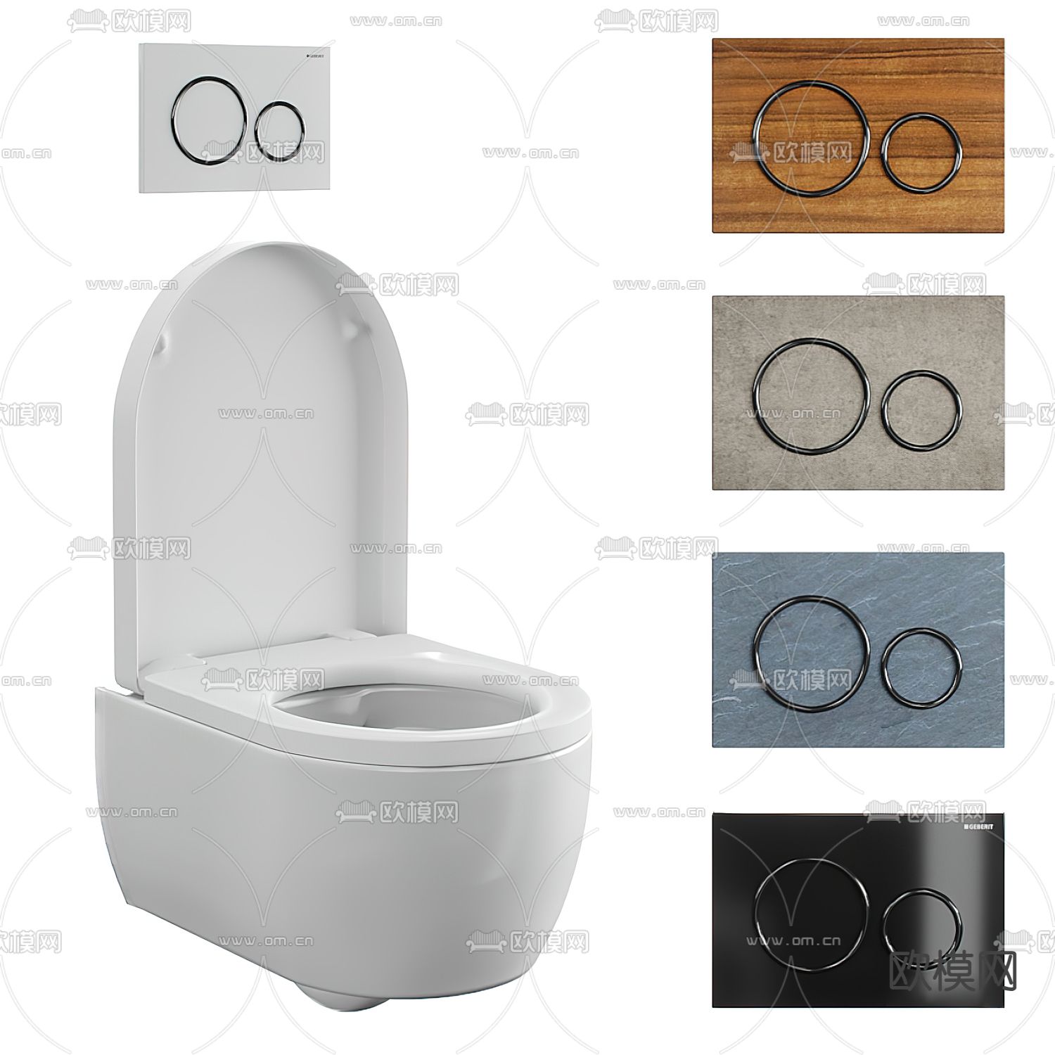 挂壁式马桶3d模型下载（渲染图1）