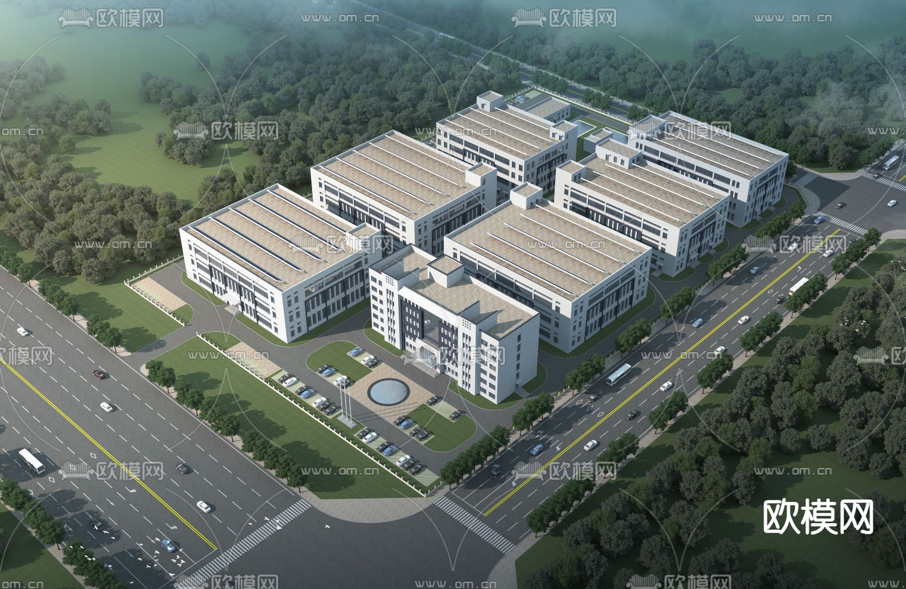 厂房 产业园鸟瞰3d模型下载