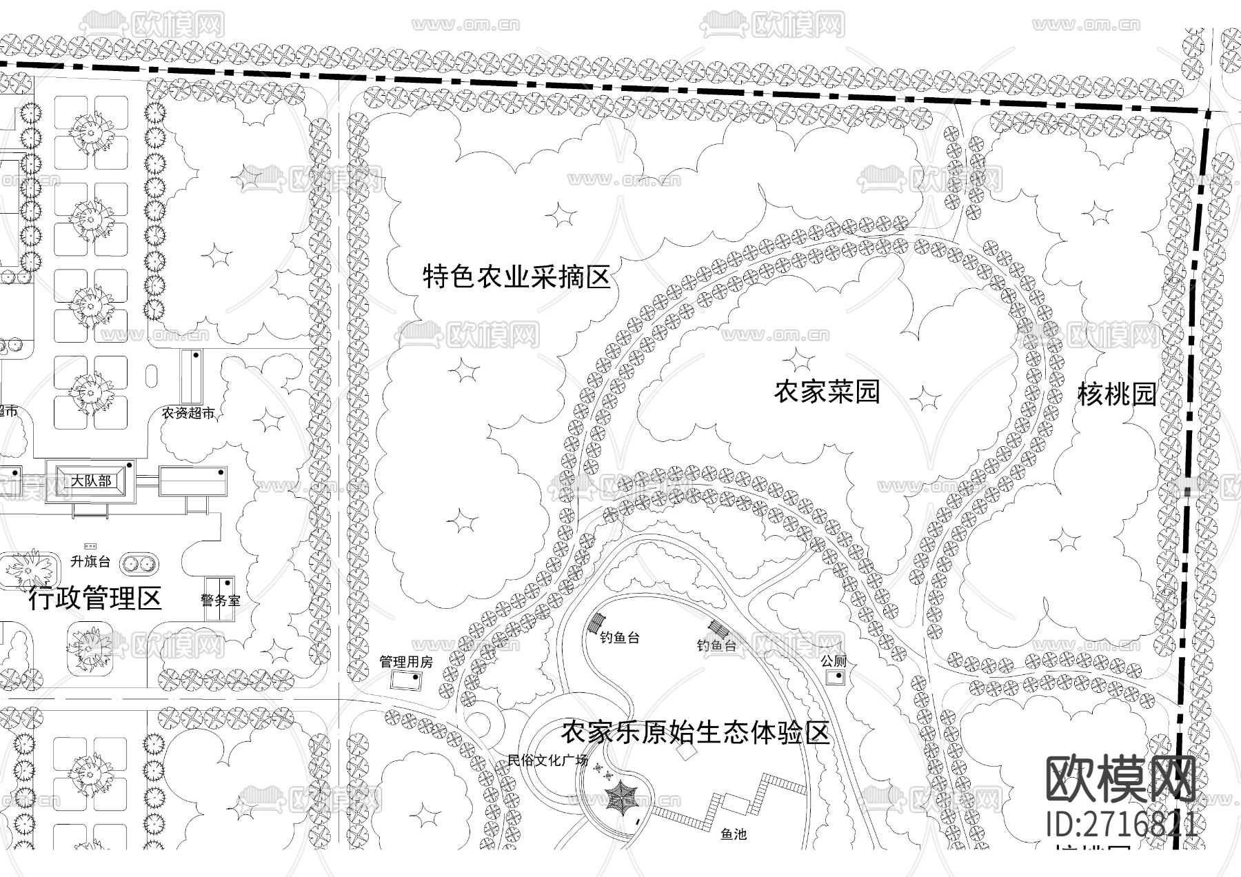 298亩大型综合性农家乐规划cad施工图下载（渲染图3）